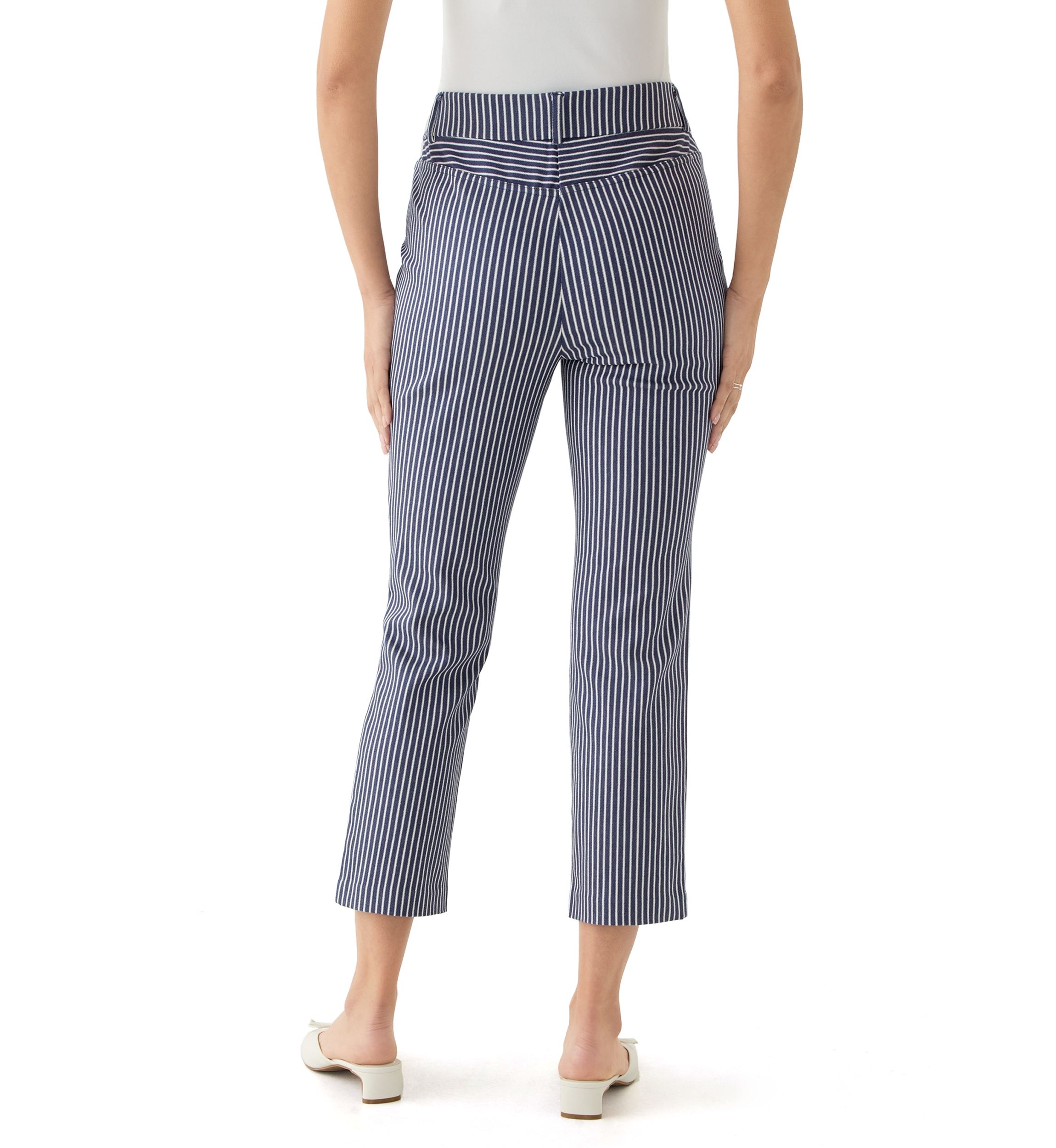 Womens Navy Stripe Back Yoke Pants