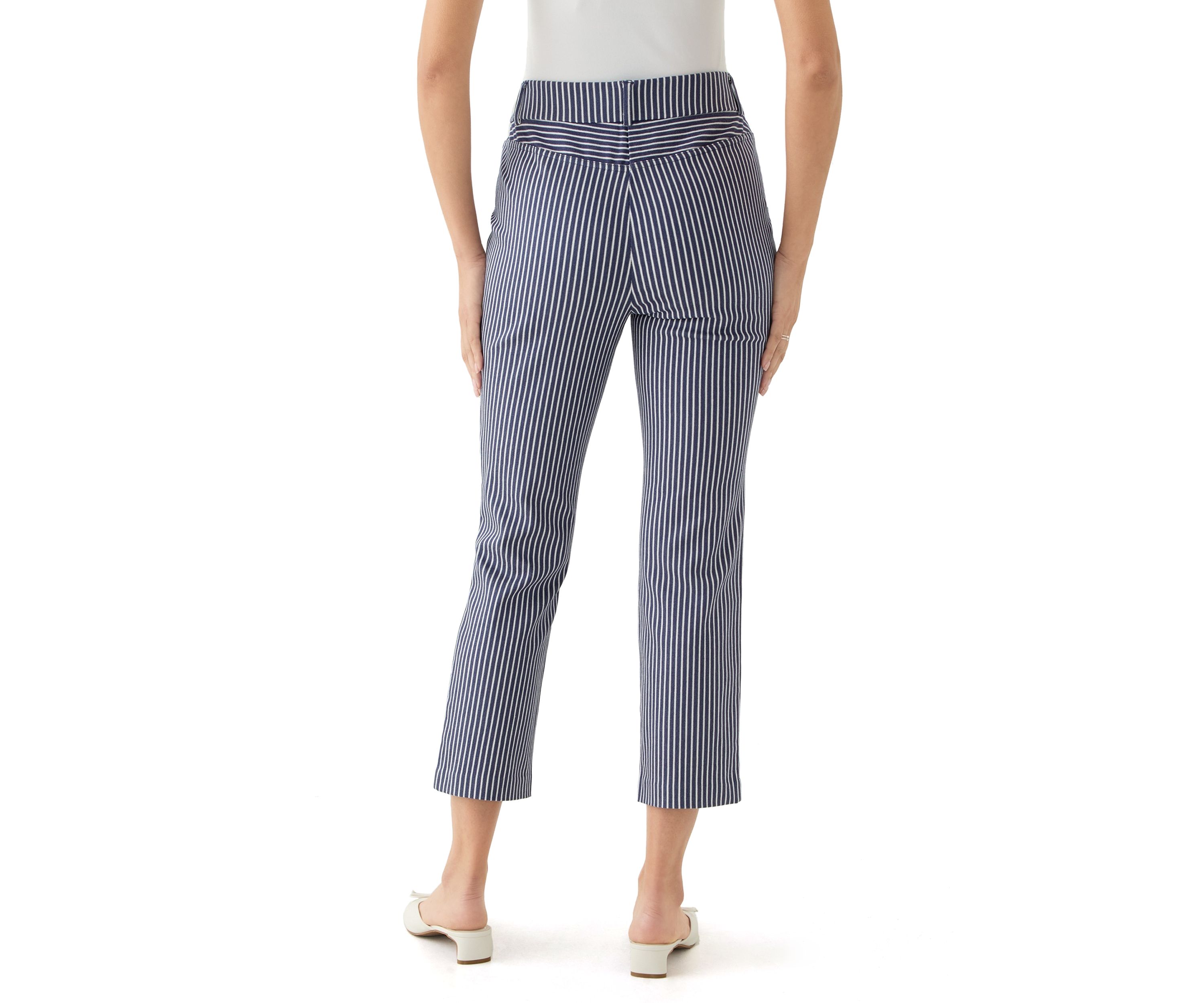Womens Navy Stripe Back Yoke Pants