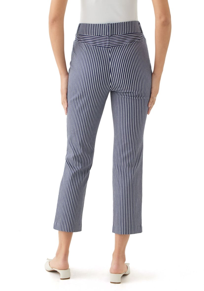 Womens Navy Stripe Back Yoke Pants