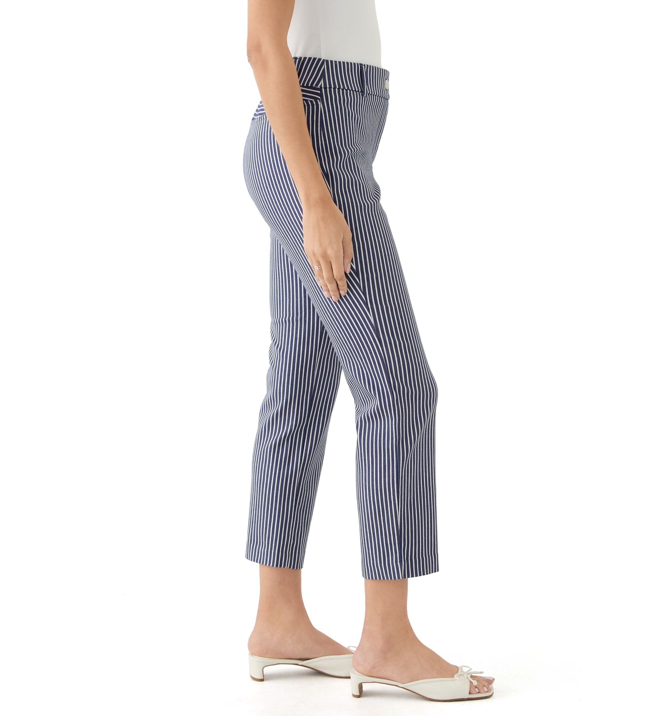 Womens Navy Stripe Back Yoke Pants