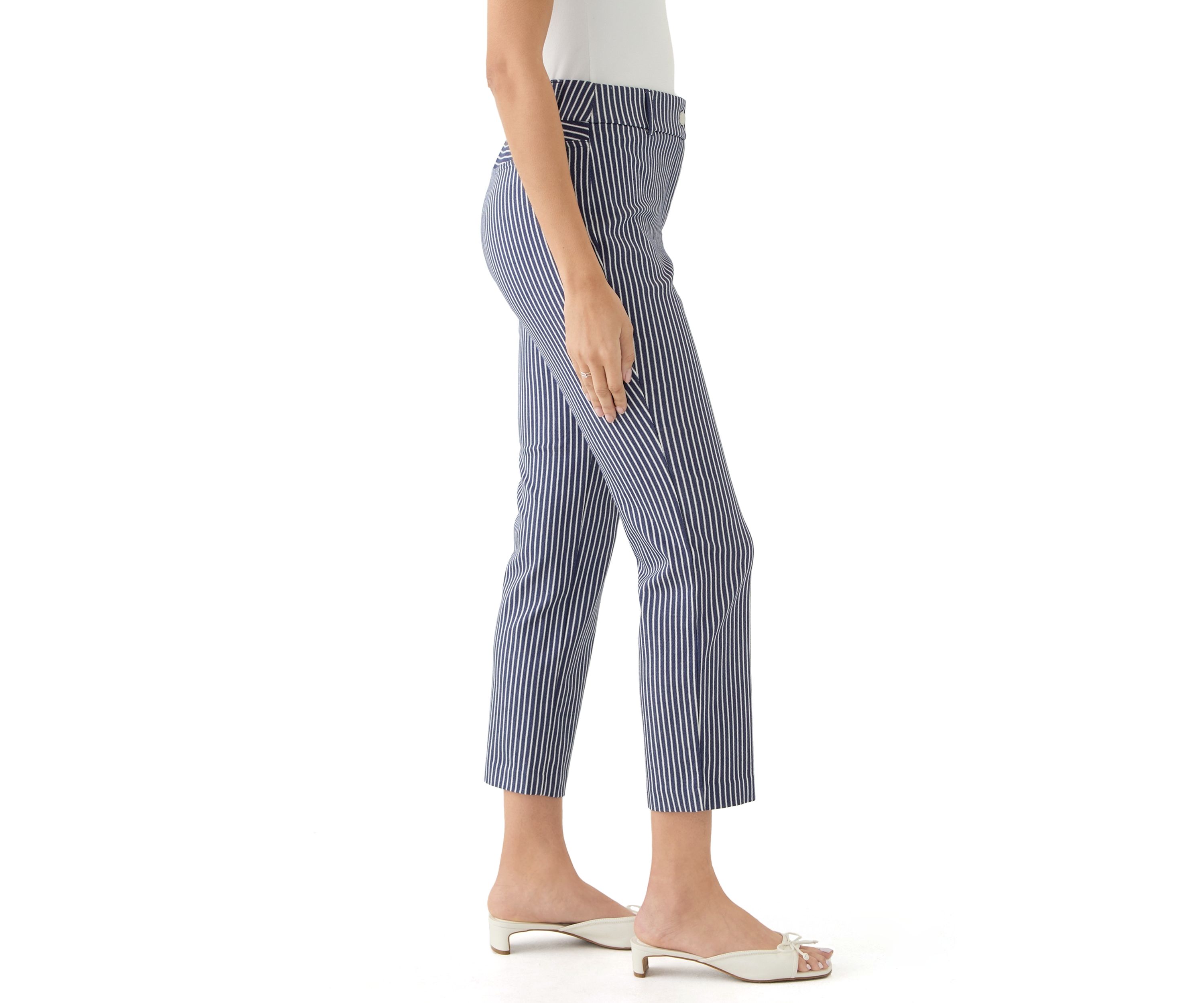 Womens Navy Stripe Back Yoke Pants