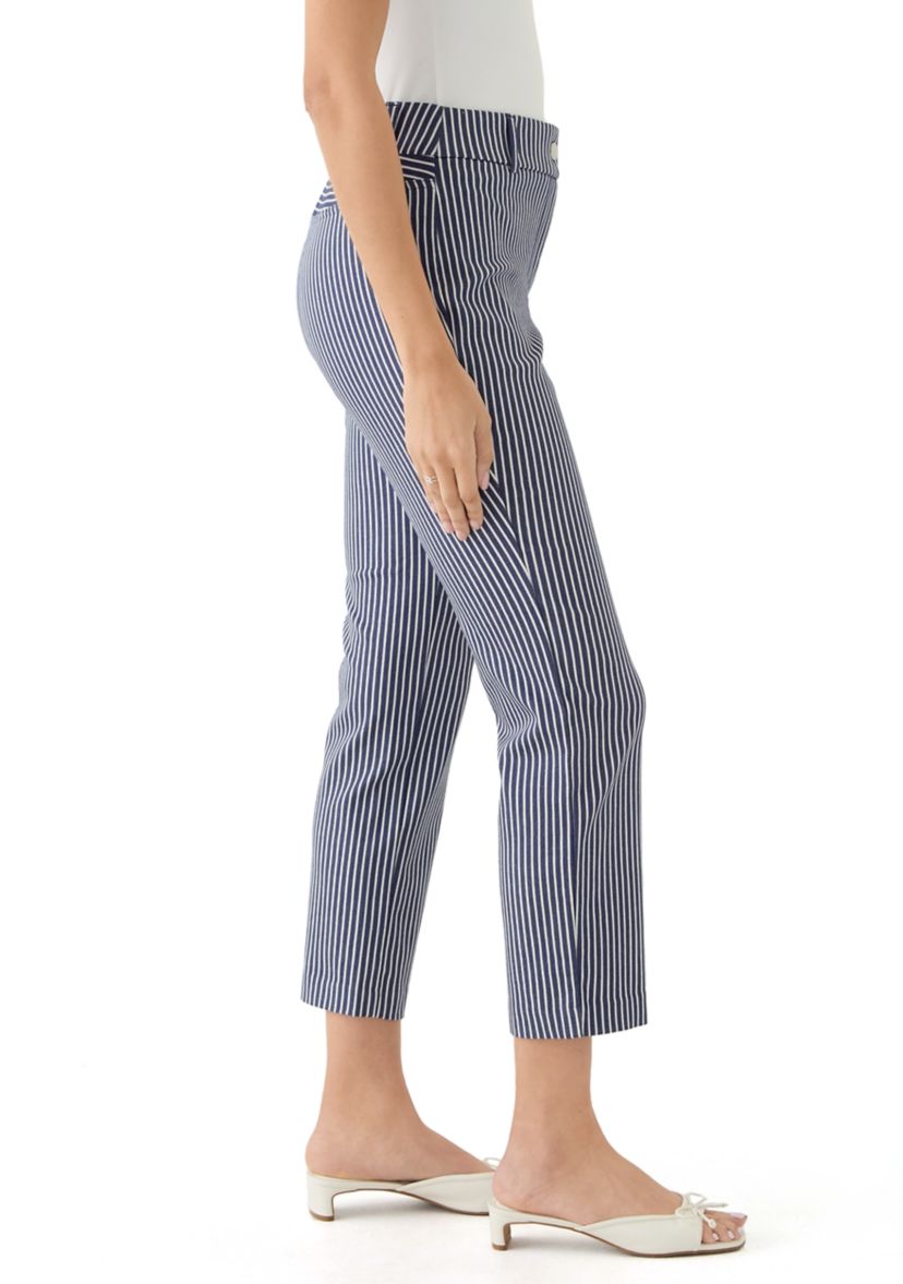 Womens Navy Stripe Back Yoke Pants