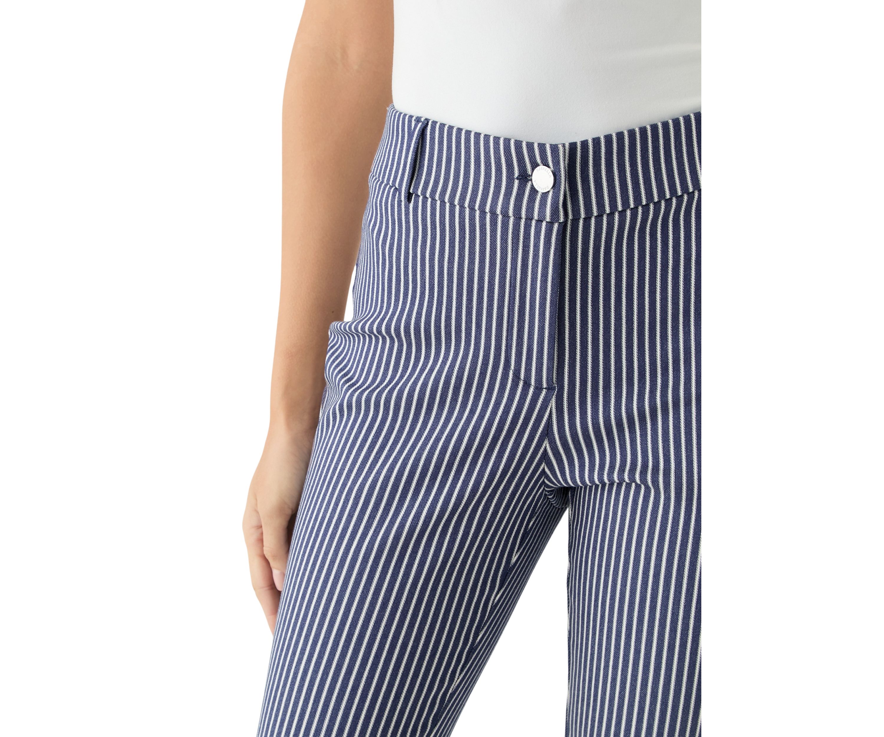 Womens Navy Stripe Back Yoke Pants