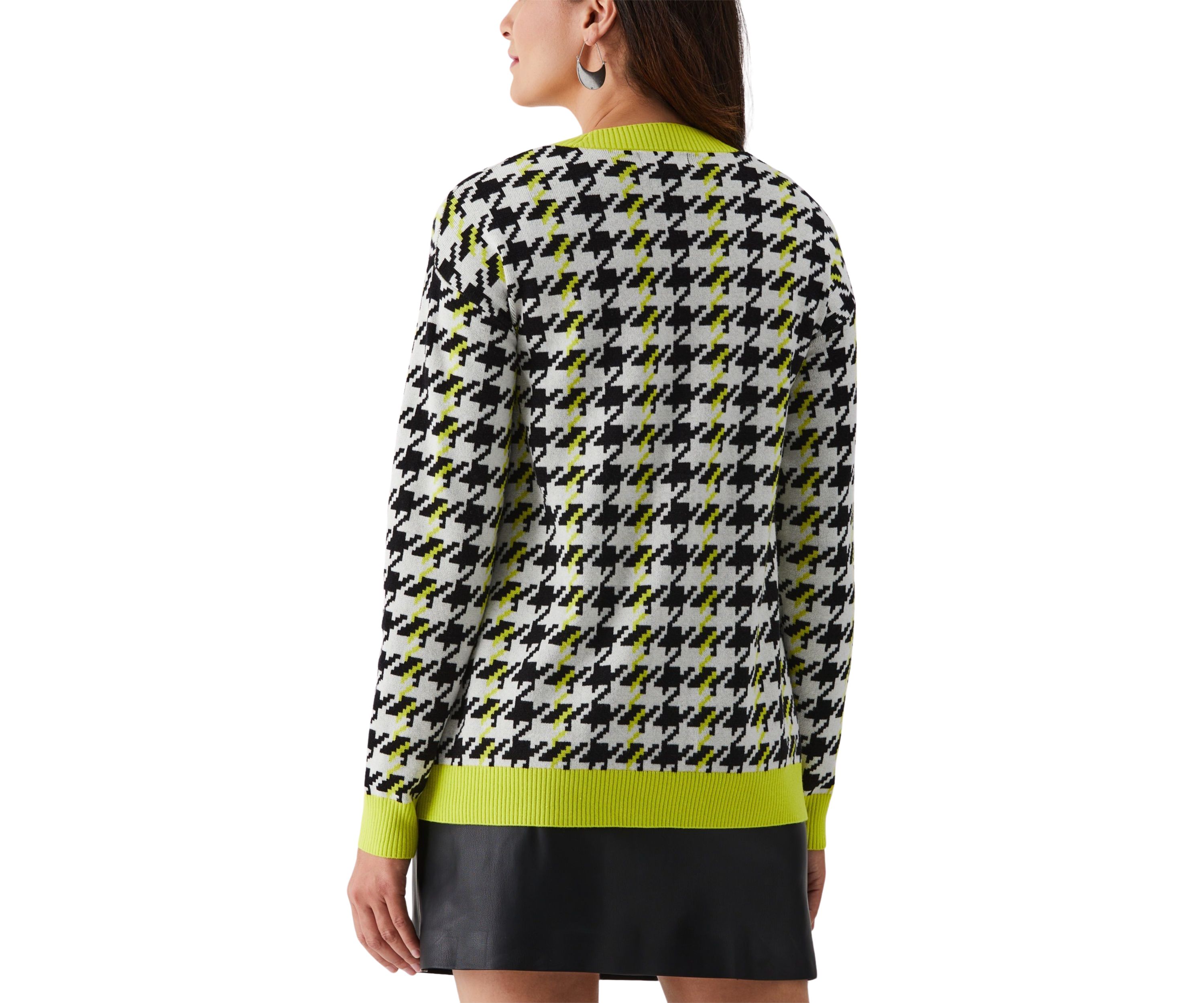 Houndstooth Relaxed Long Sleeve Cardigan