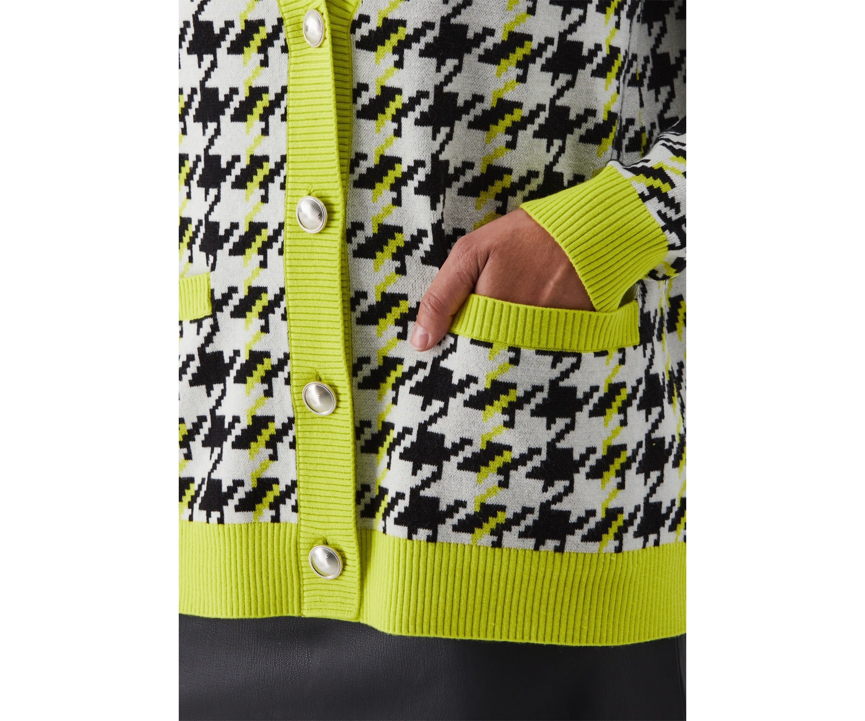 Houndstooth Relaxed Long Sleeve Cardigan