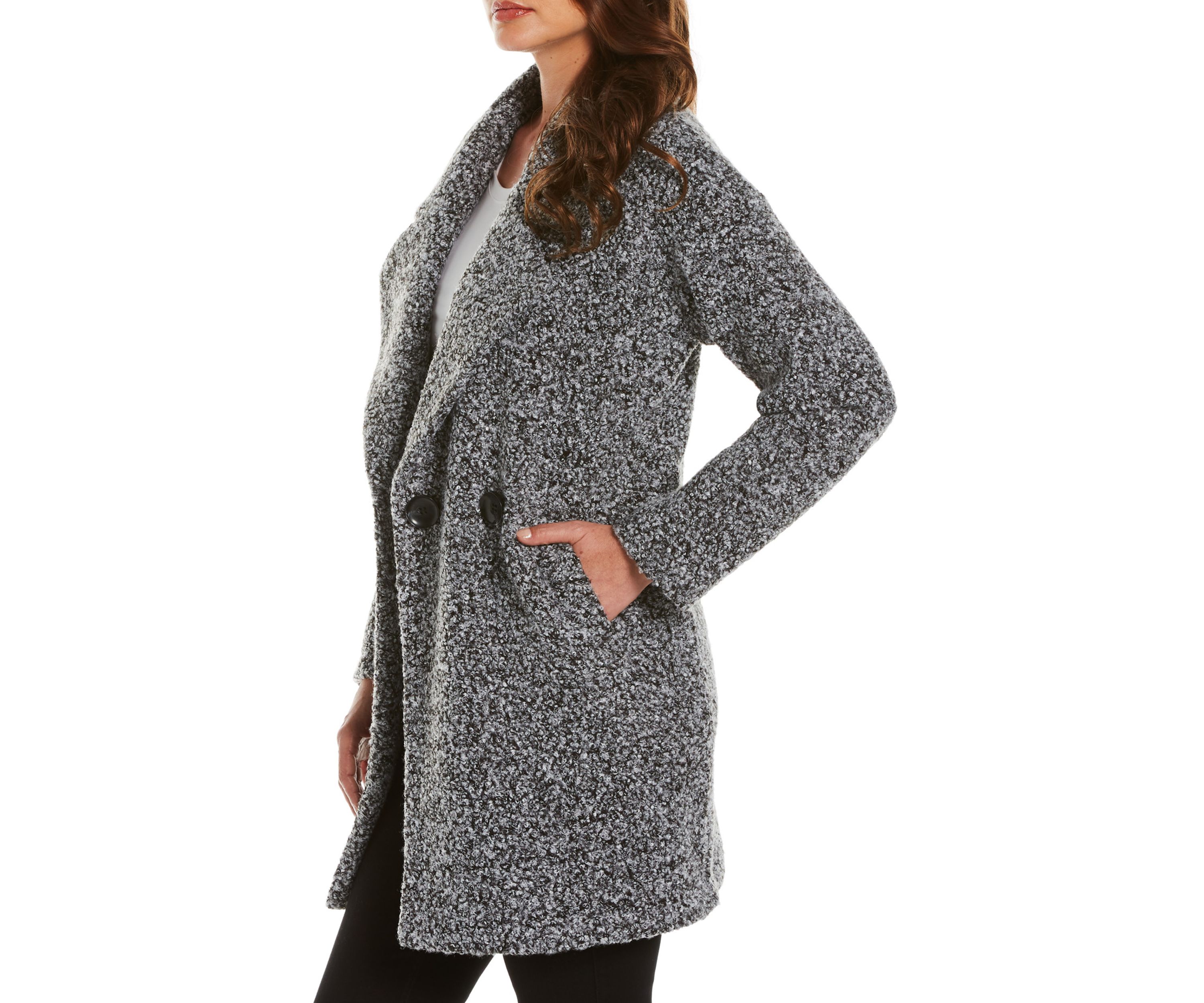Womens Collared Knit Coat 