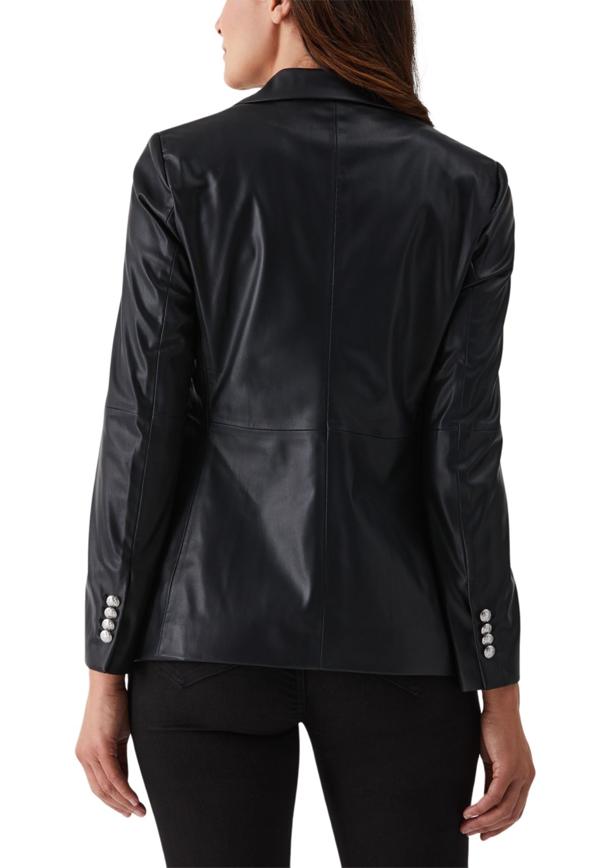 Vegan Leather Double Breasted Blazer