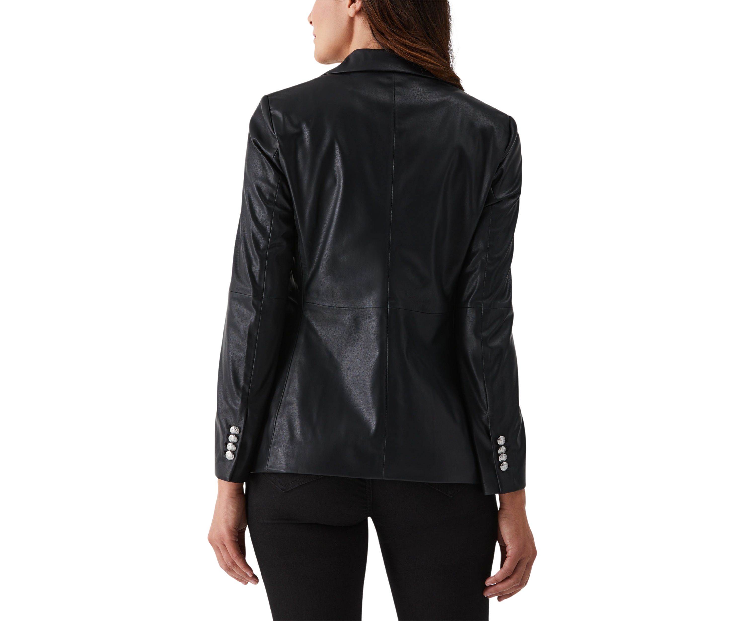 Vegan Leather Double Breasted Blazer