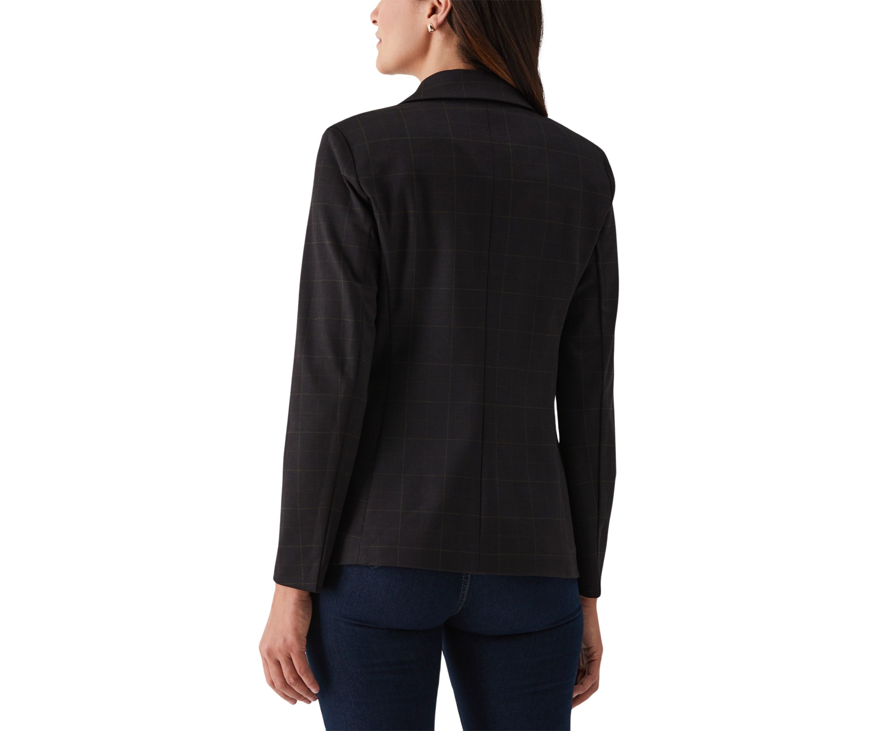Double Breasted Windowpane Print Blazer
