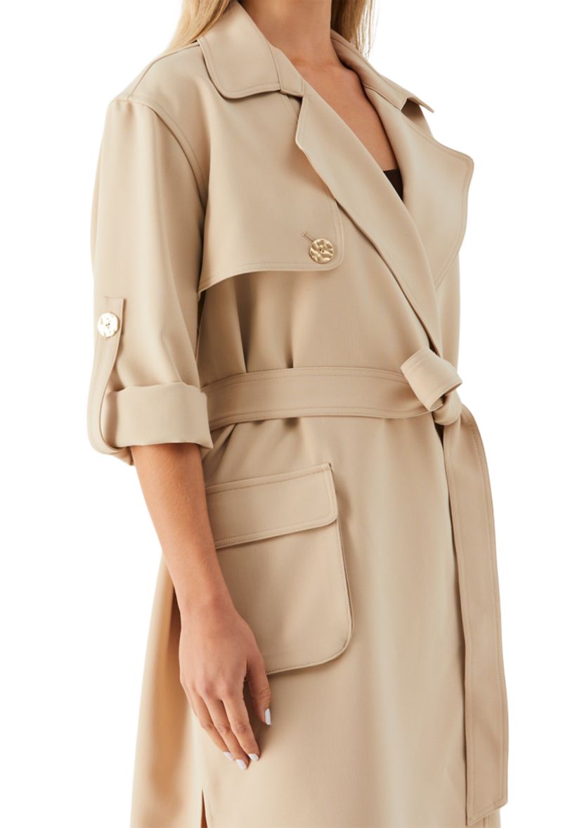 Womens Tie Waist Trench Coat 