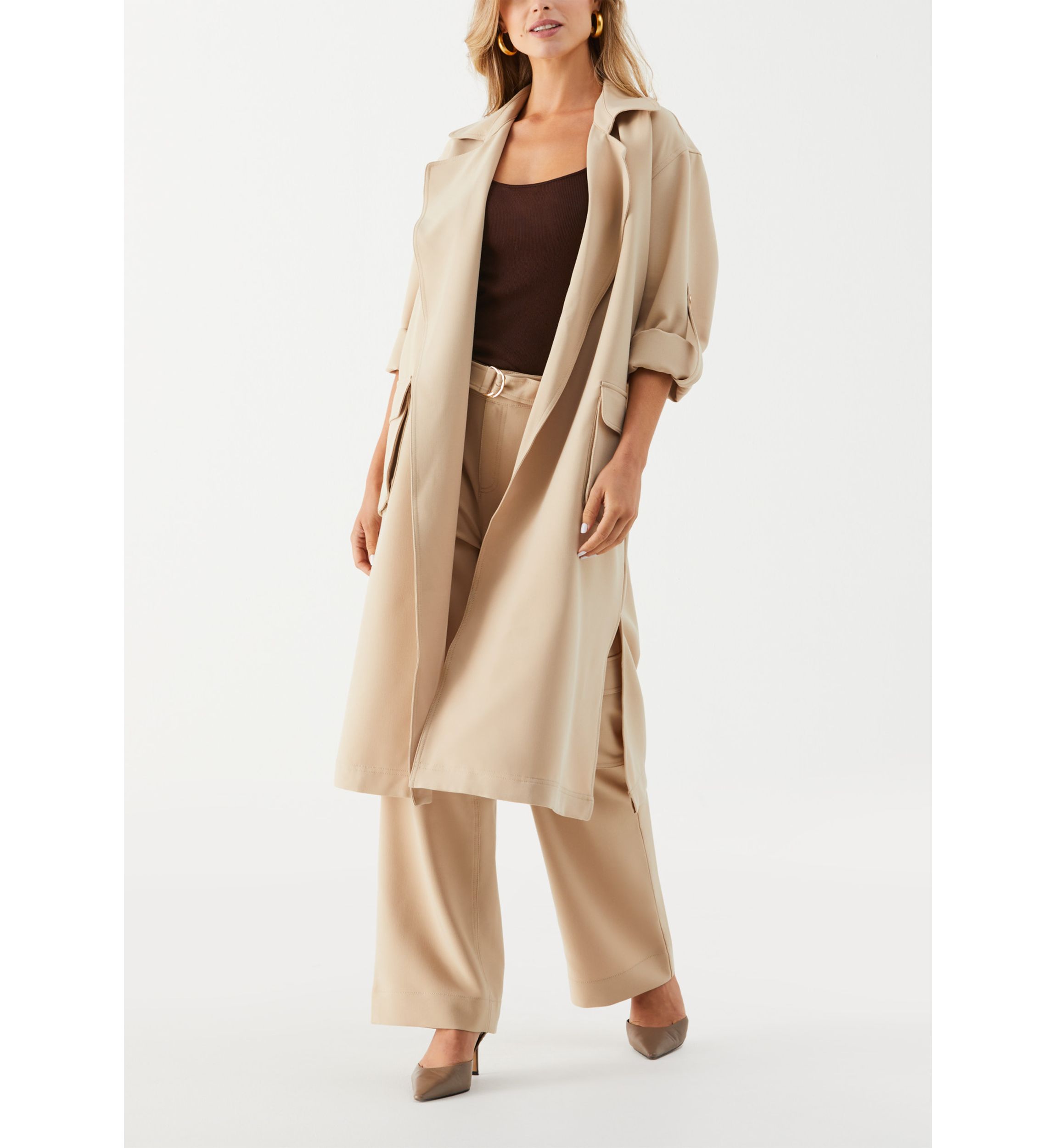 Womens Tie Waist Trench Coat 