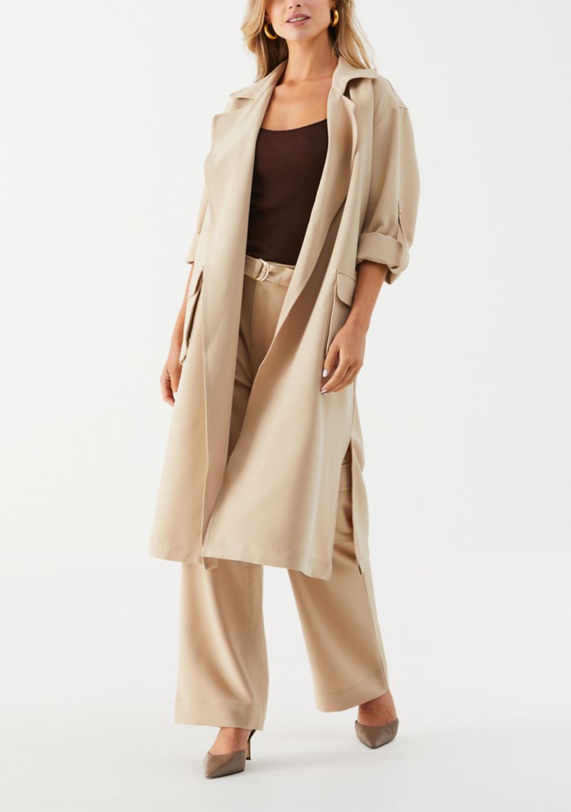 Womens Tie Waist Trench Coat 