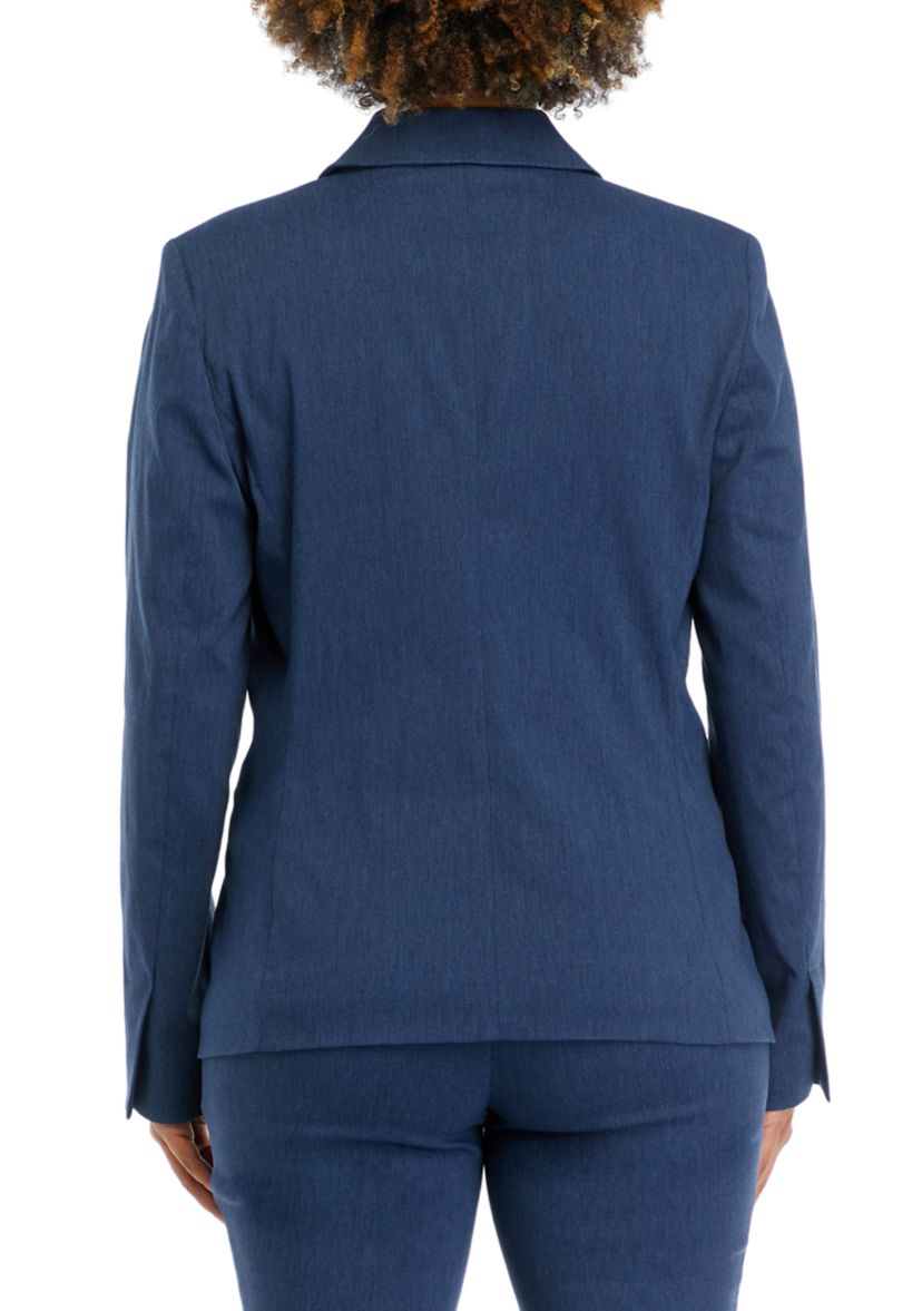 Womens Indigo Button Detail Blazer Jacket