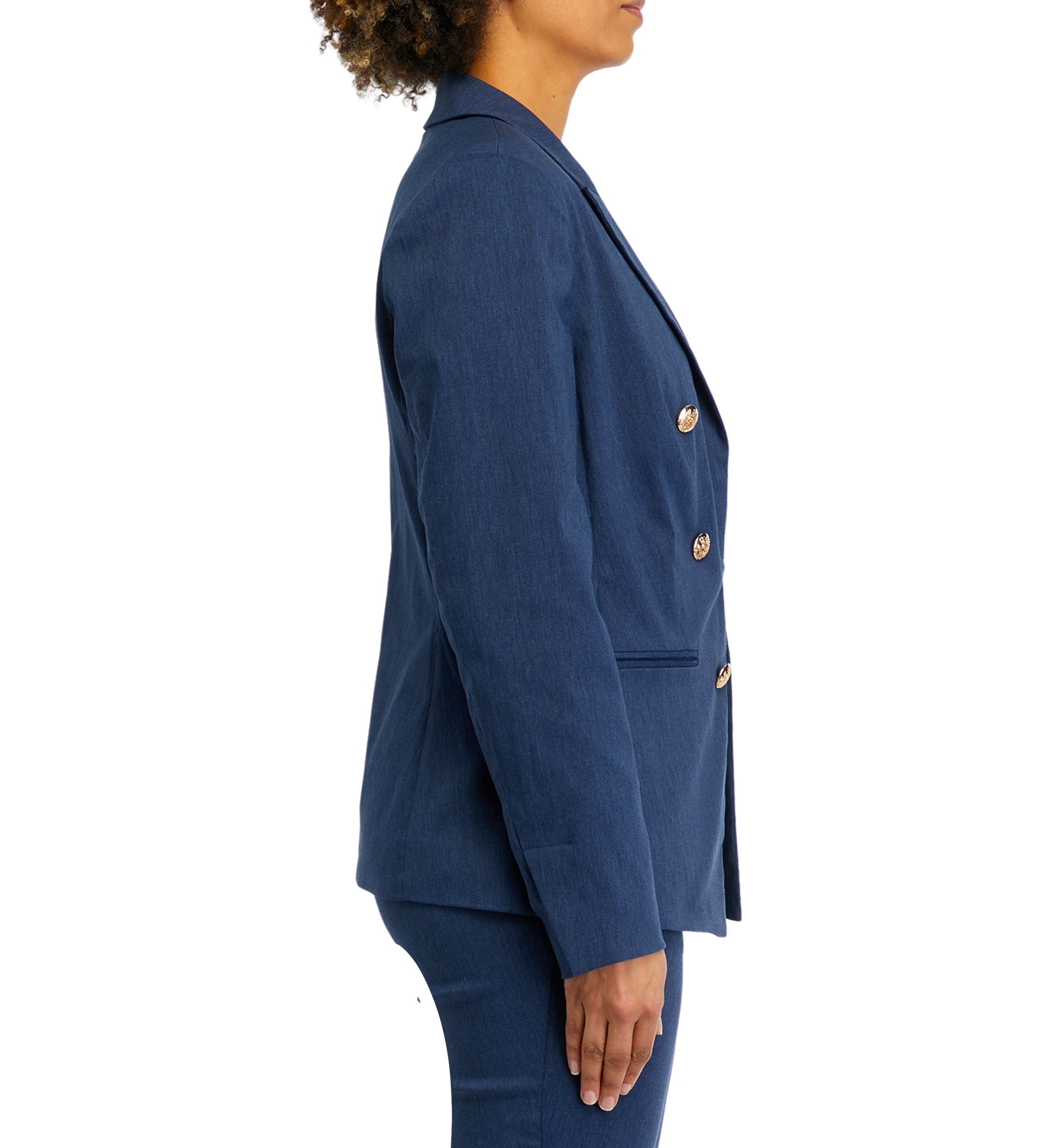 Womens Indigo Button Detail Blazer Jacket