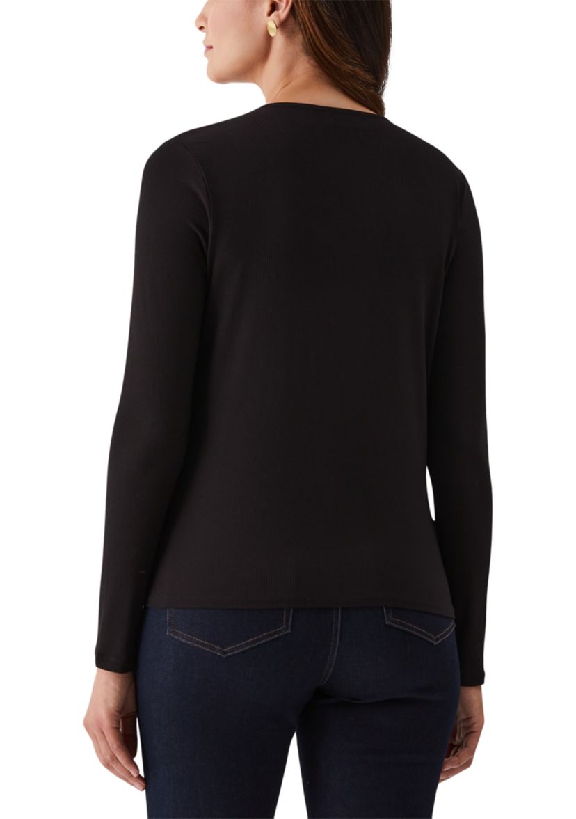 Asymmetric Neck Long Sleeve Top