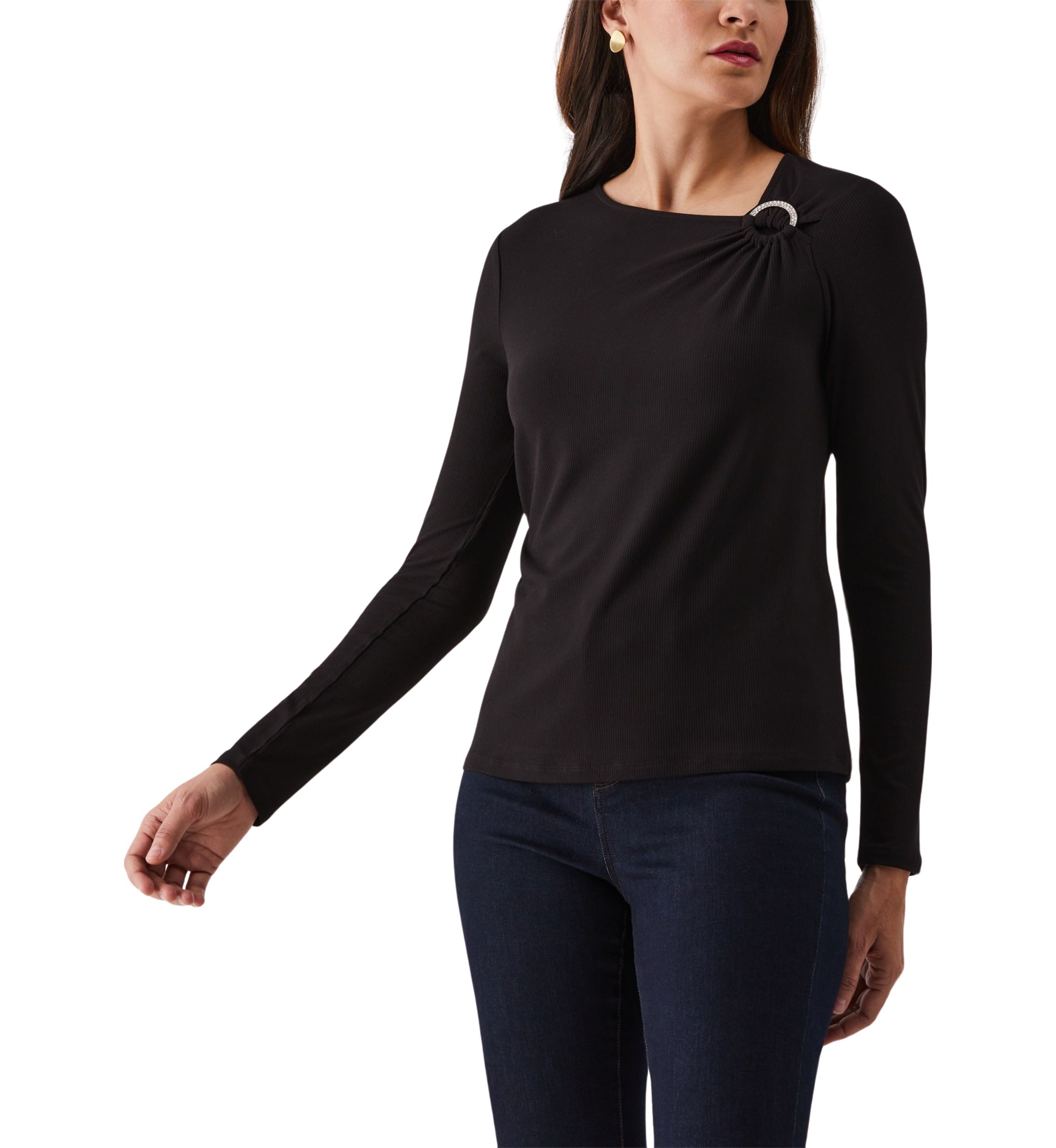 Asymmetric Neck Long Sleeve Top