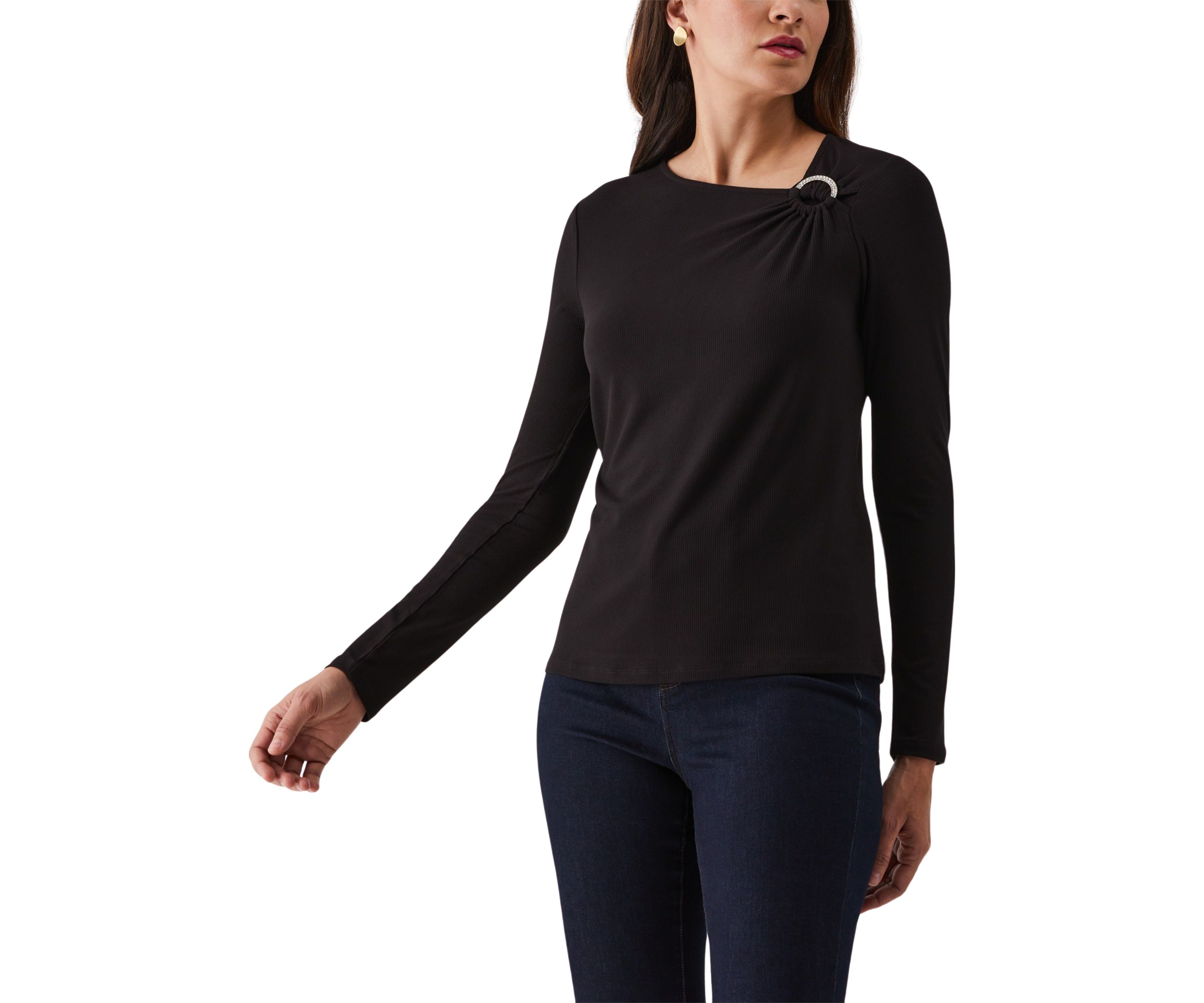 Asymmetric Neck Long Sleeve Top