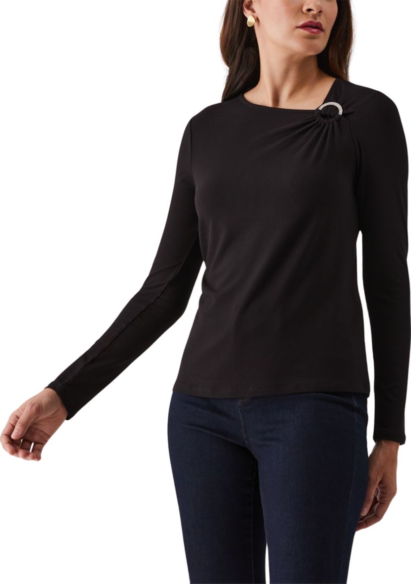 Asymmetric Neck Long Sleeve Top