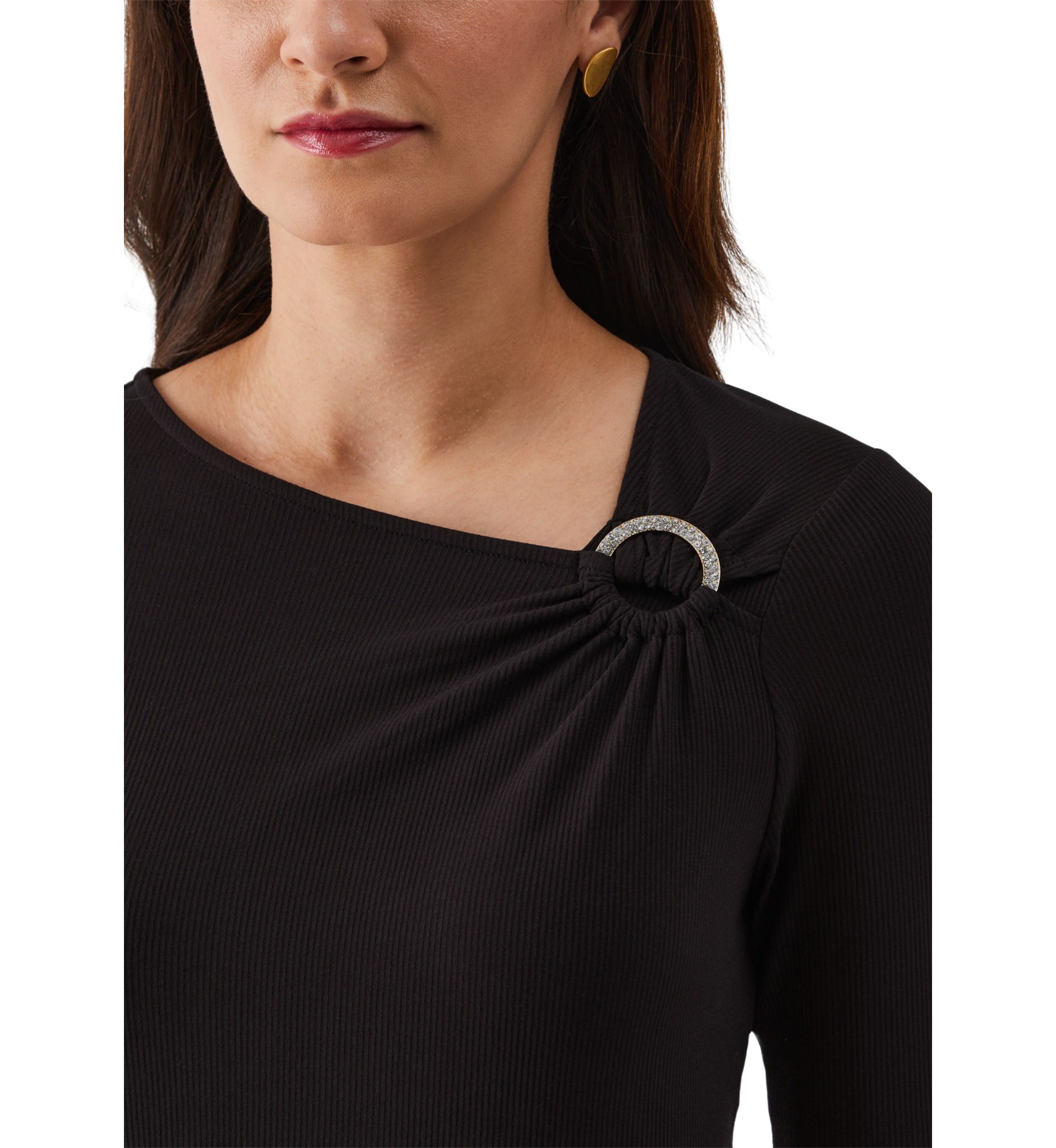 Asymmetric Neck Long Sleeve Top
