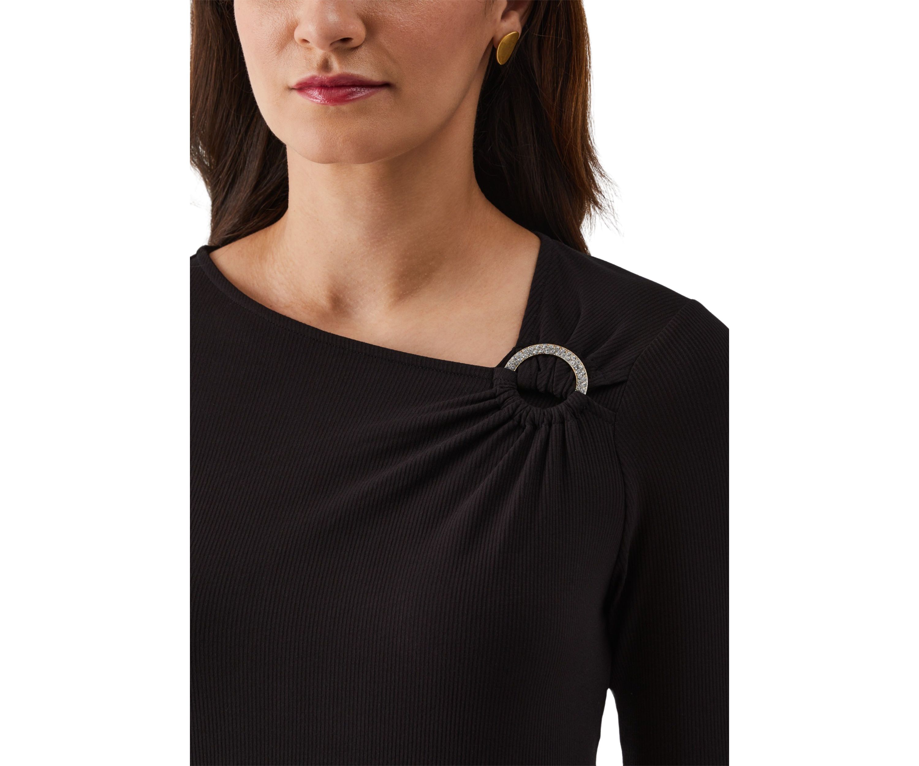 Asymmetric Neck Long Sleeve Top