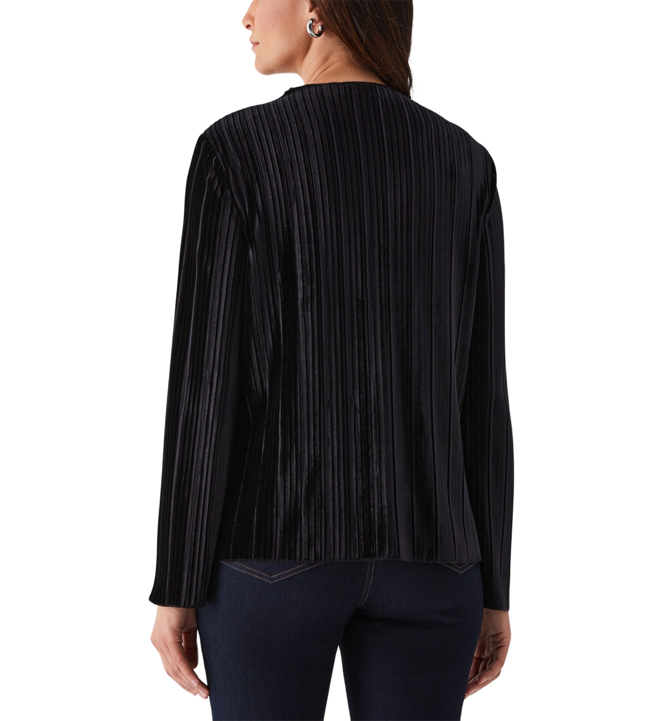 Pleated Velvet Long Sleeve Top