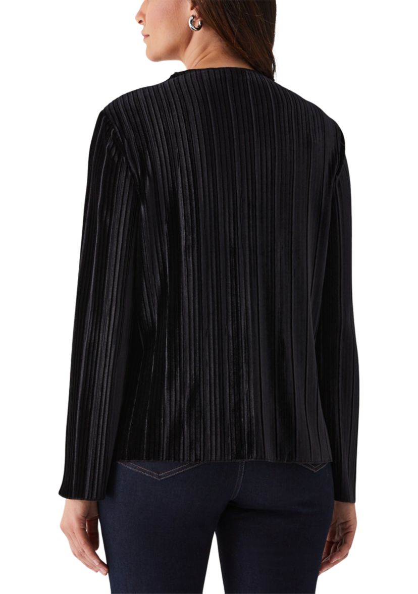 Pleated Velvet Long Sleeve Top