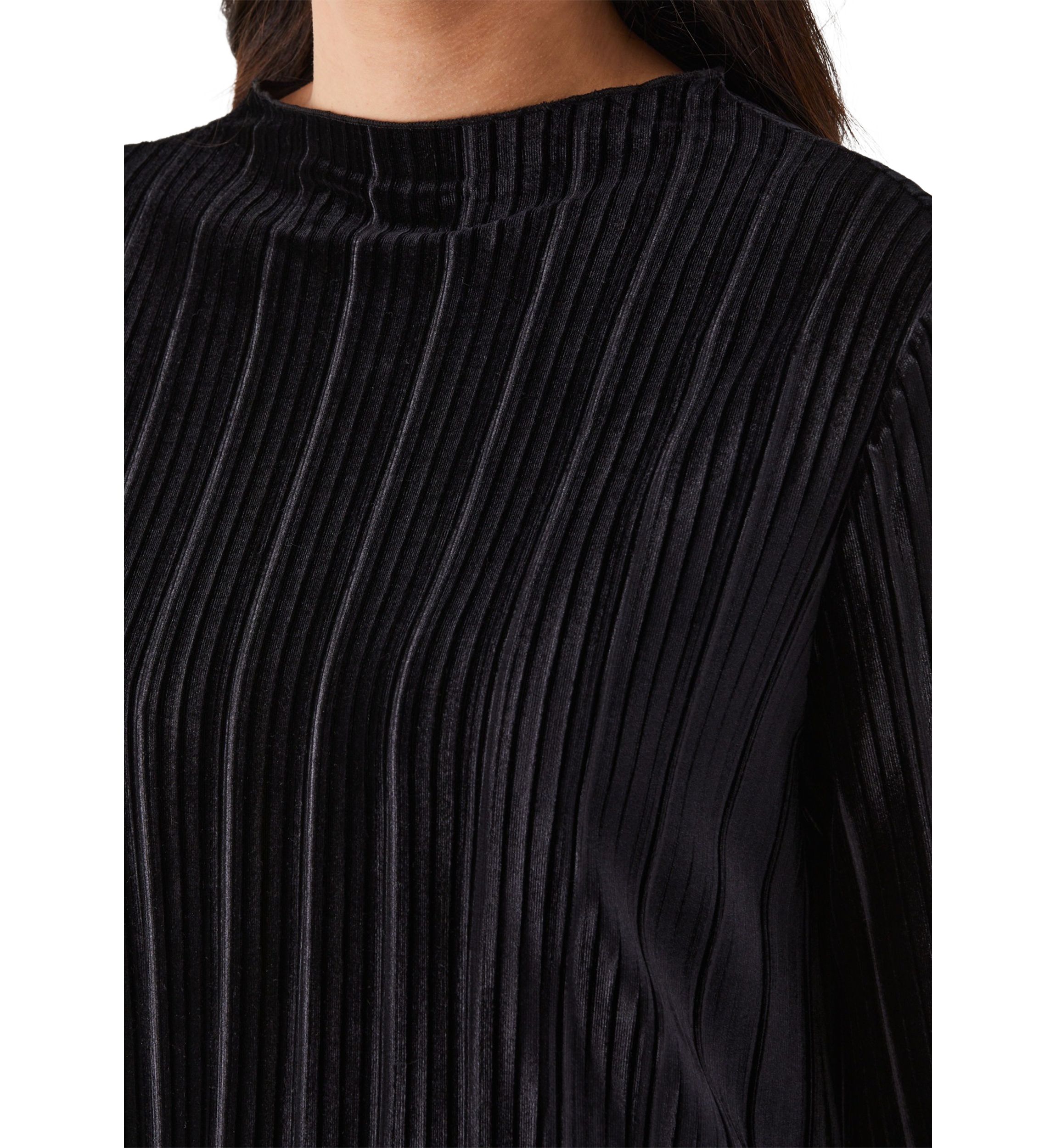Pleated Velvet Long Sleeve Top
