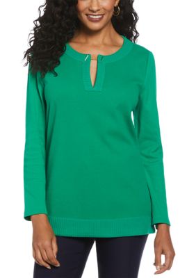 ELLA Rafaella Women's Long Sleeve Open Neck Tunic, Small