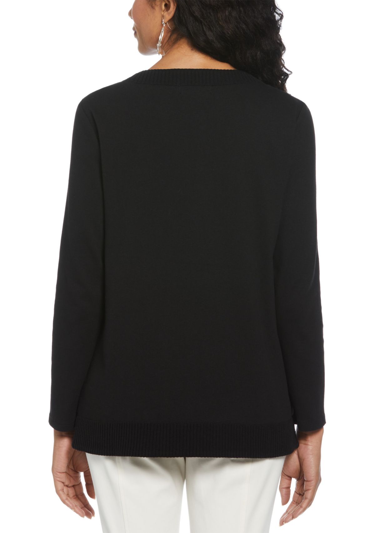 Womens Long Sleeve Open Neck Tunic 