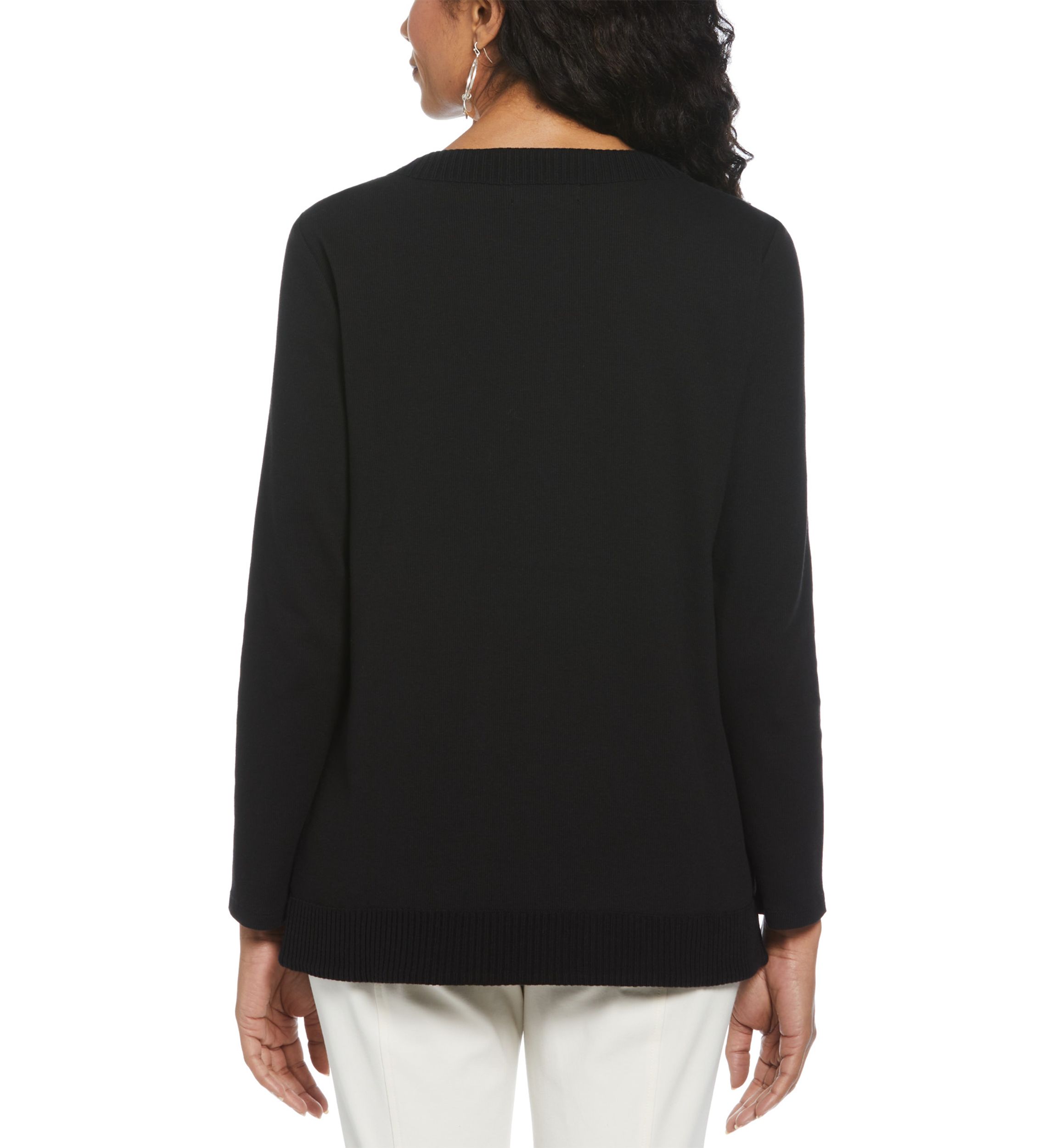 Womens Long Sleeve Open Neck Tunic 