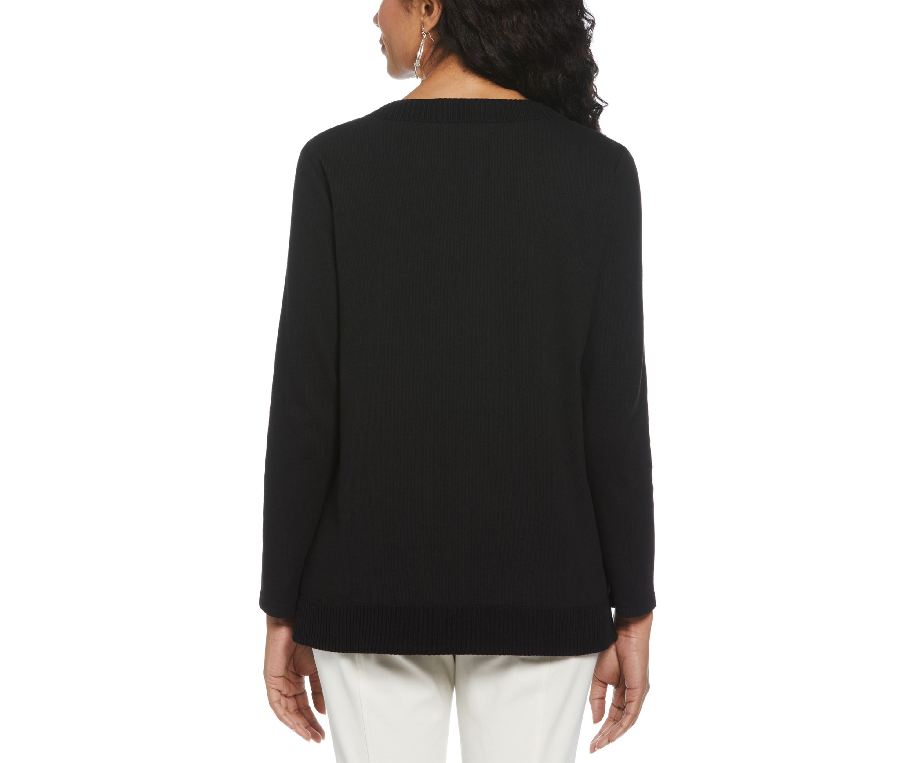 Womens Long Sleeve Open Neck Tunic 
