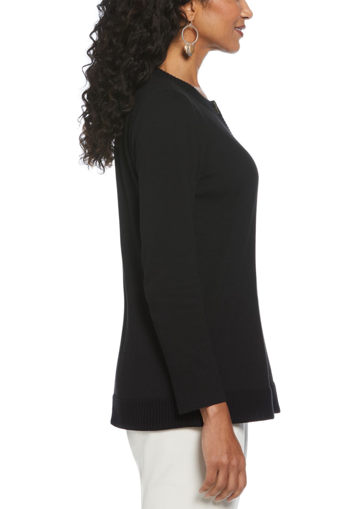 Womens Long Sleeve Open Neck Tunic 