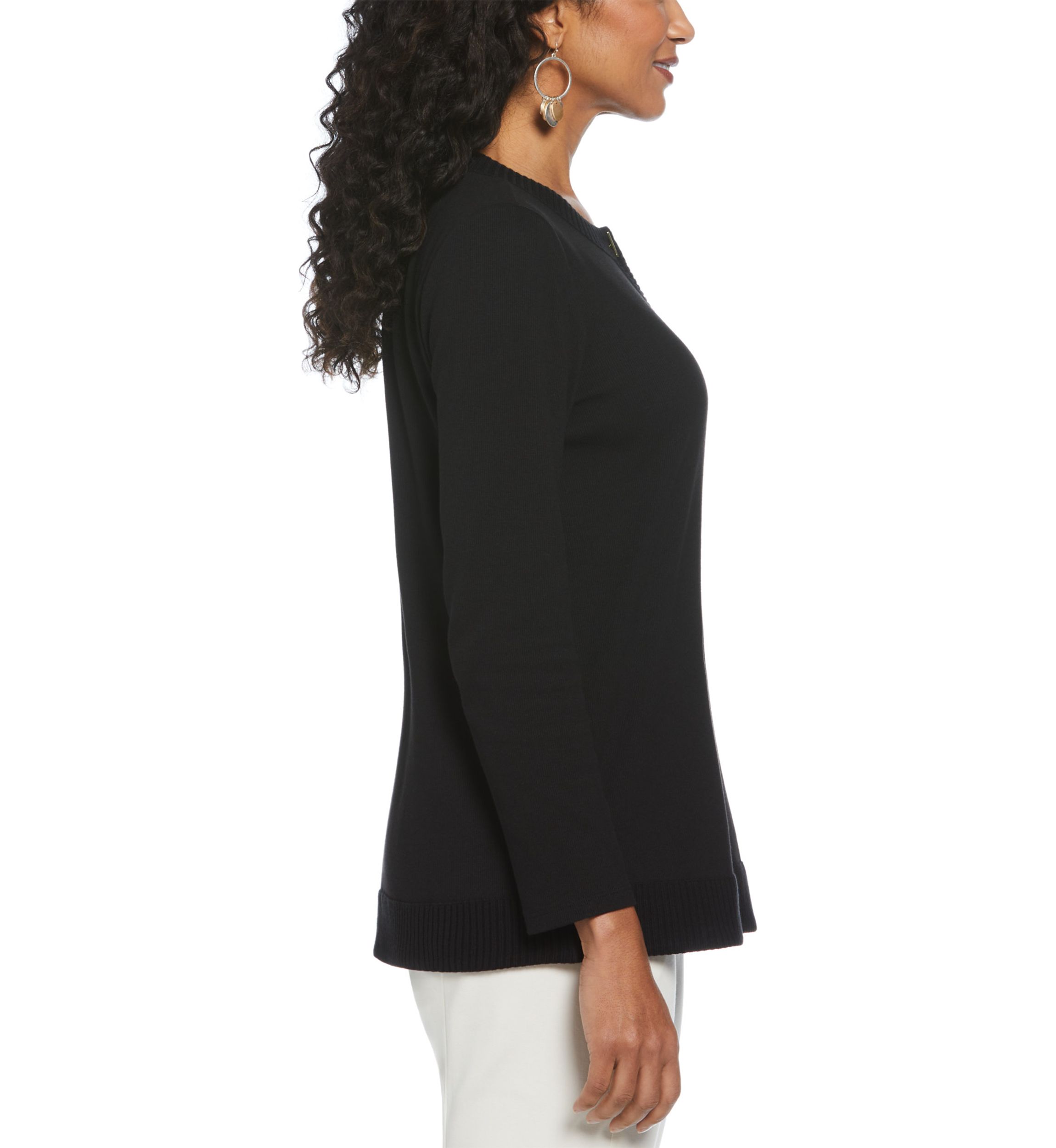 Womens Long Sleeve Open Neck Tunic 