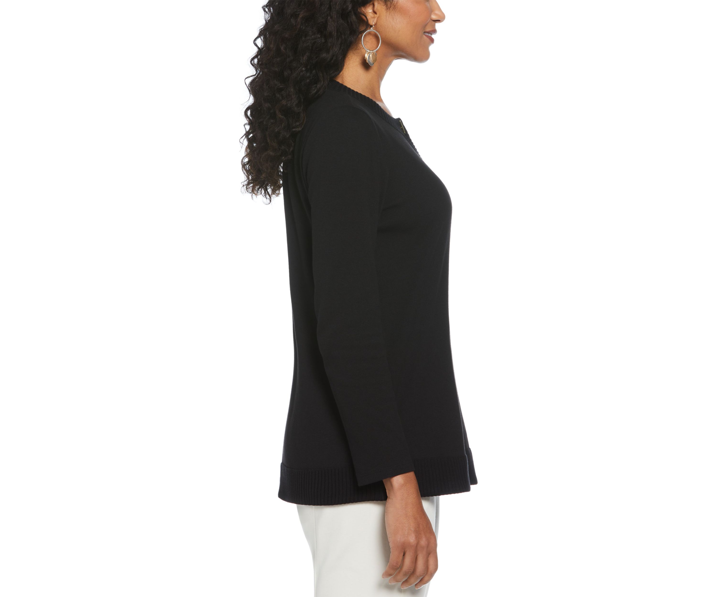 Womens Long Sleeve Open Neck Tunic 