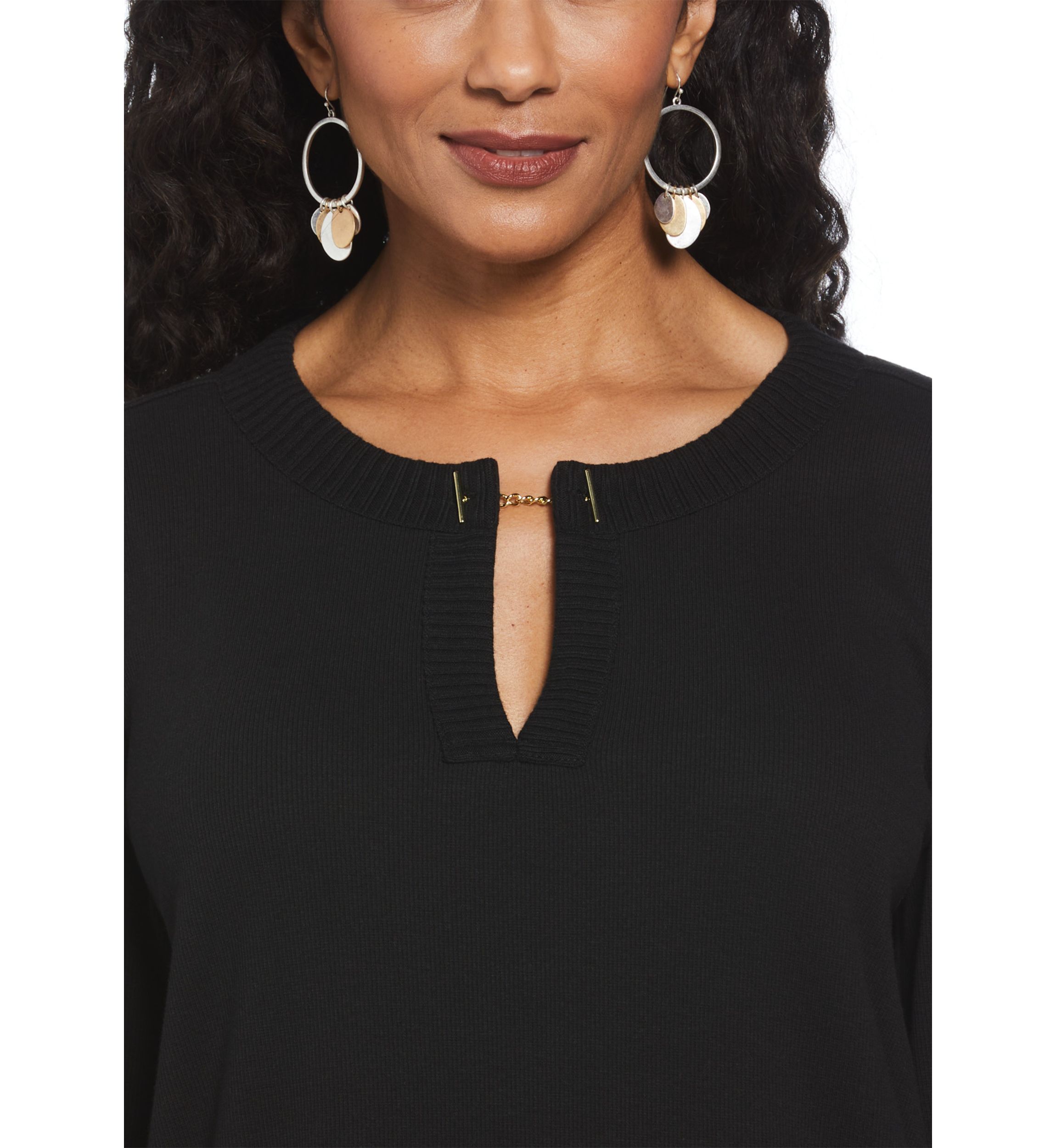 Womens Long Sleeve Open Neck Tunic 