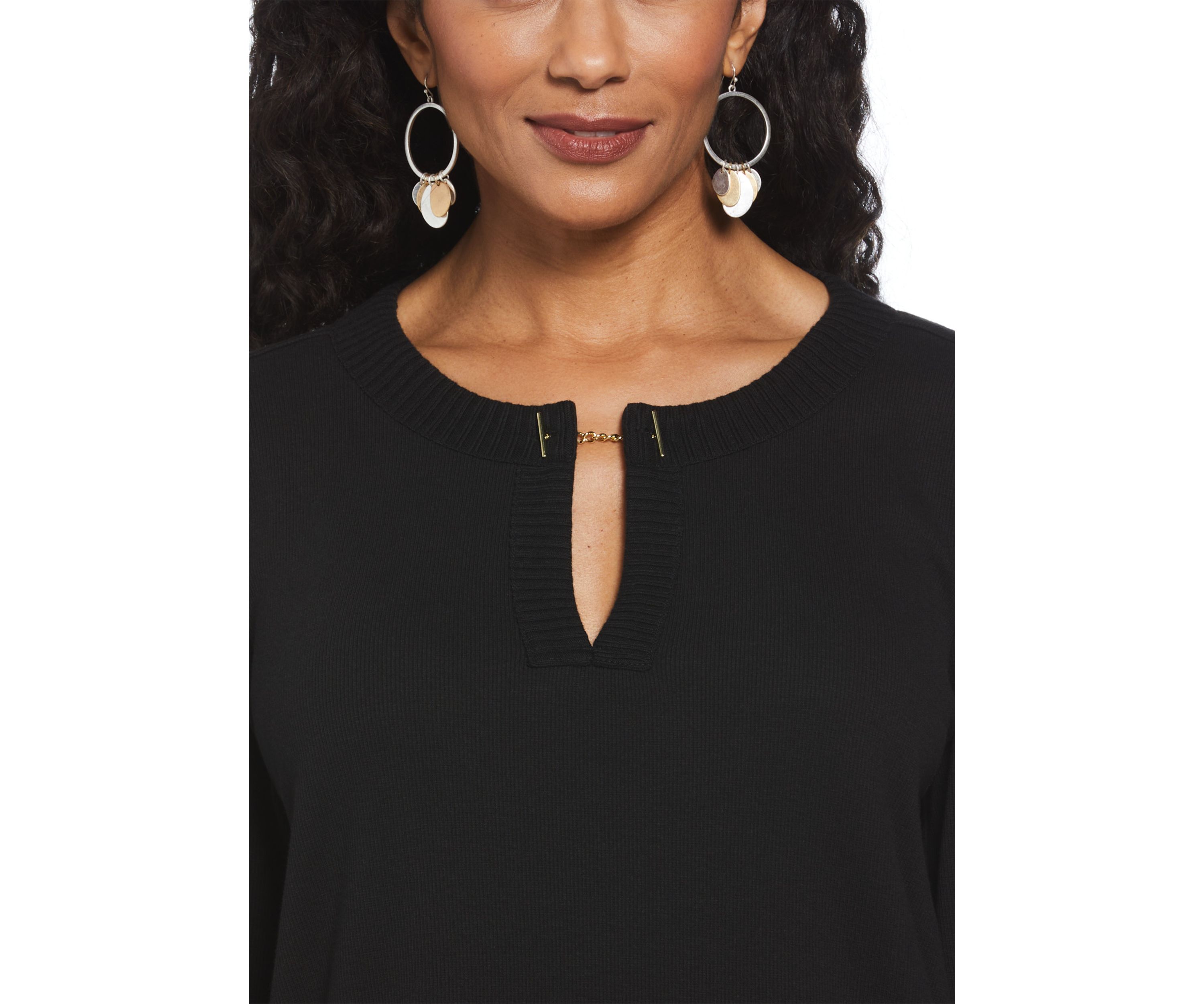 Womens Long Sleeve Open Neck Tunic 
