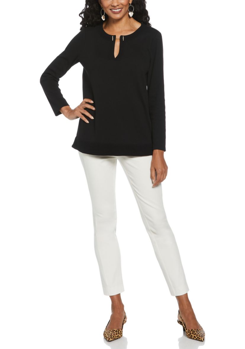 Womens Long Sleeve Open Neck Tunic 