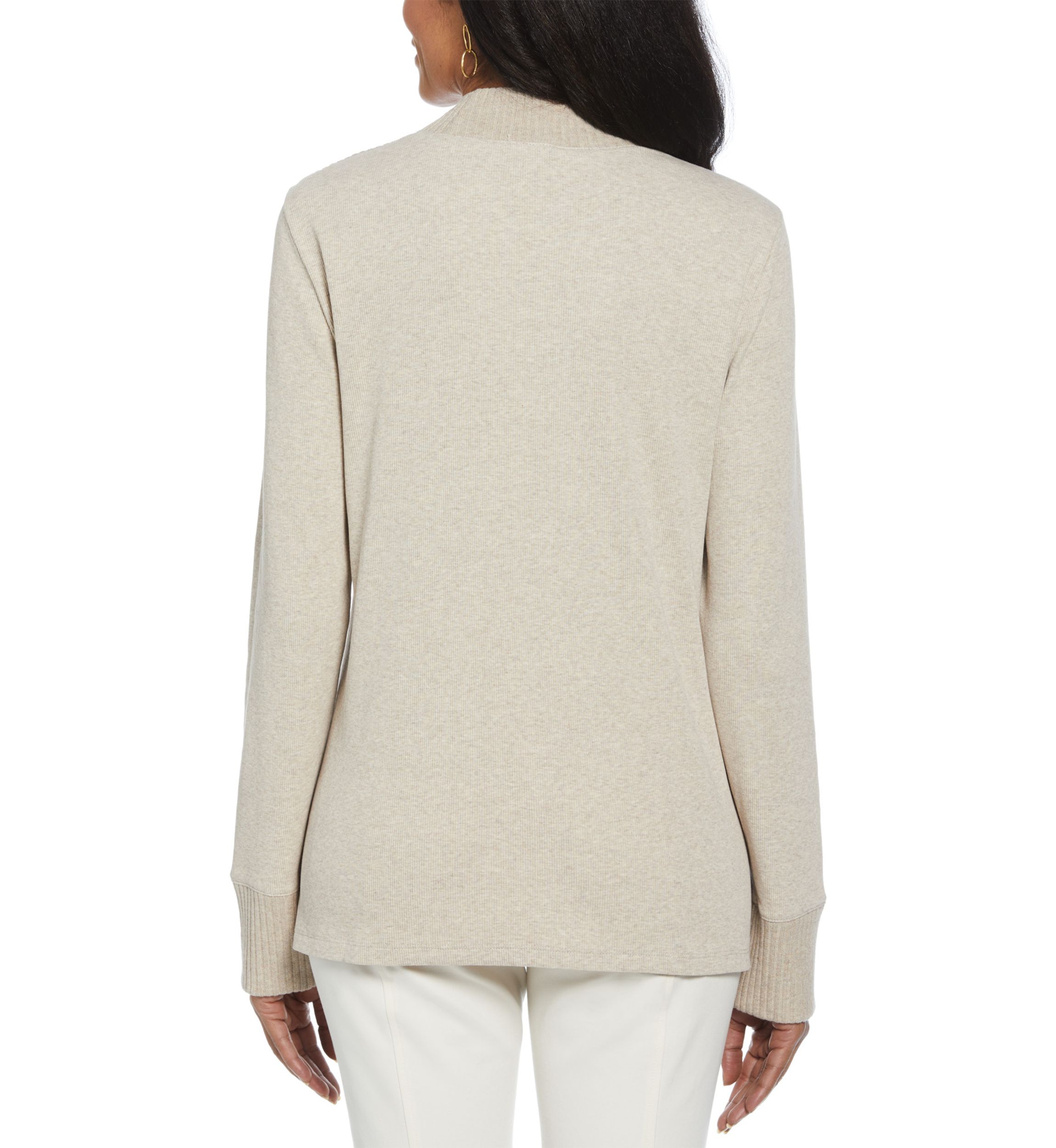 Womens Rivet Detail Mock Neck Long Sleeve Top