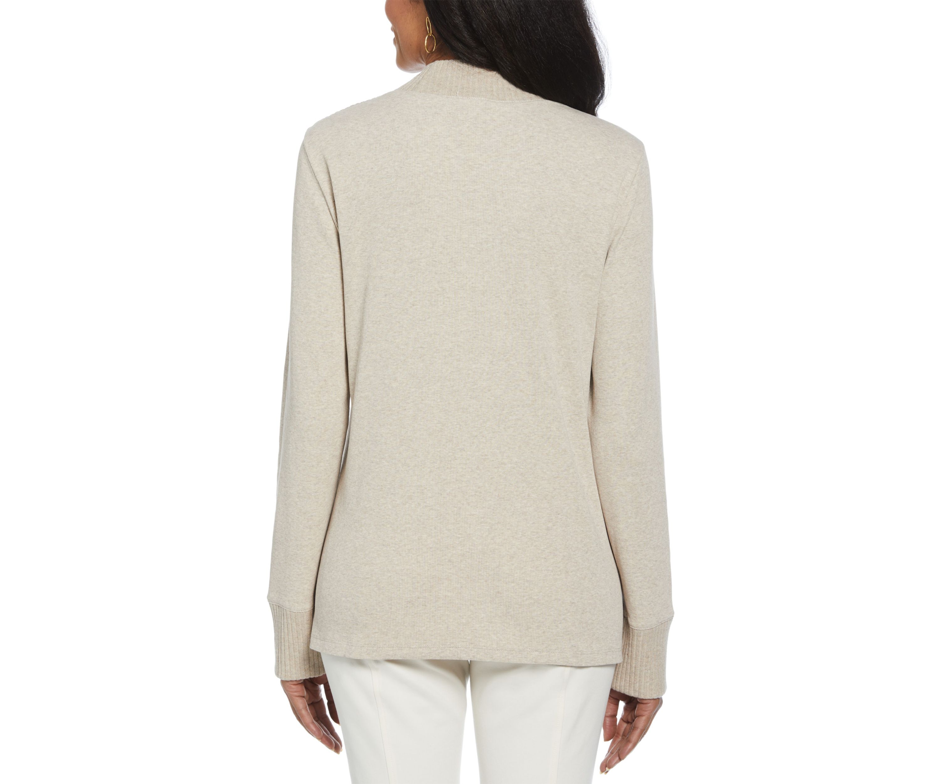Womens Rivet Detail Mock Neck Long Sleeve Top