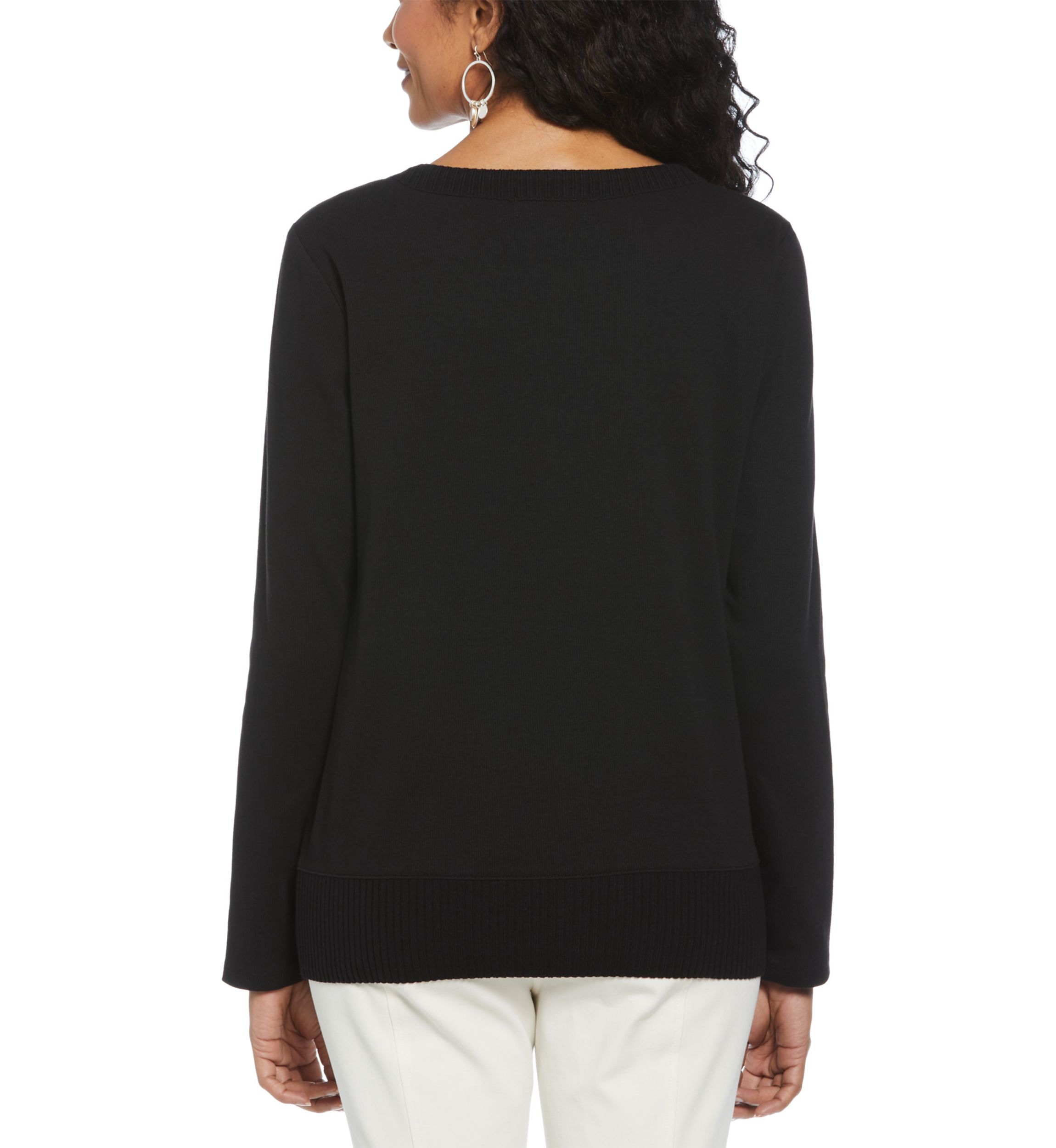 Womens Long Sleeve Fringe Asymmetrical Hem Top