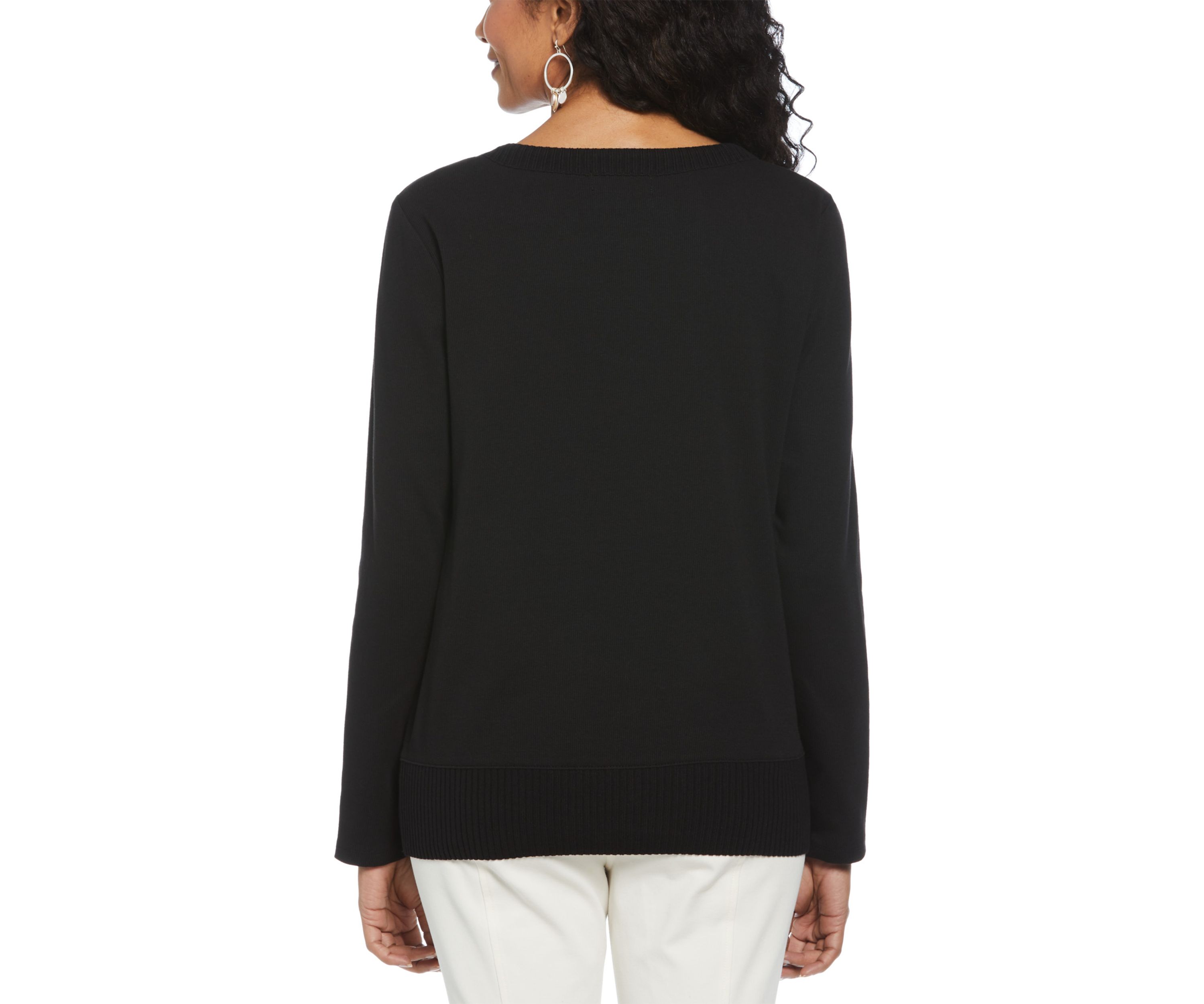 Womens Long Sleeve Fringe Asymmetrical Hem Top