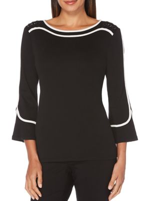 Vivo Thando 3/4 Flounce Sleeve Top - White