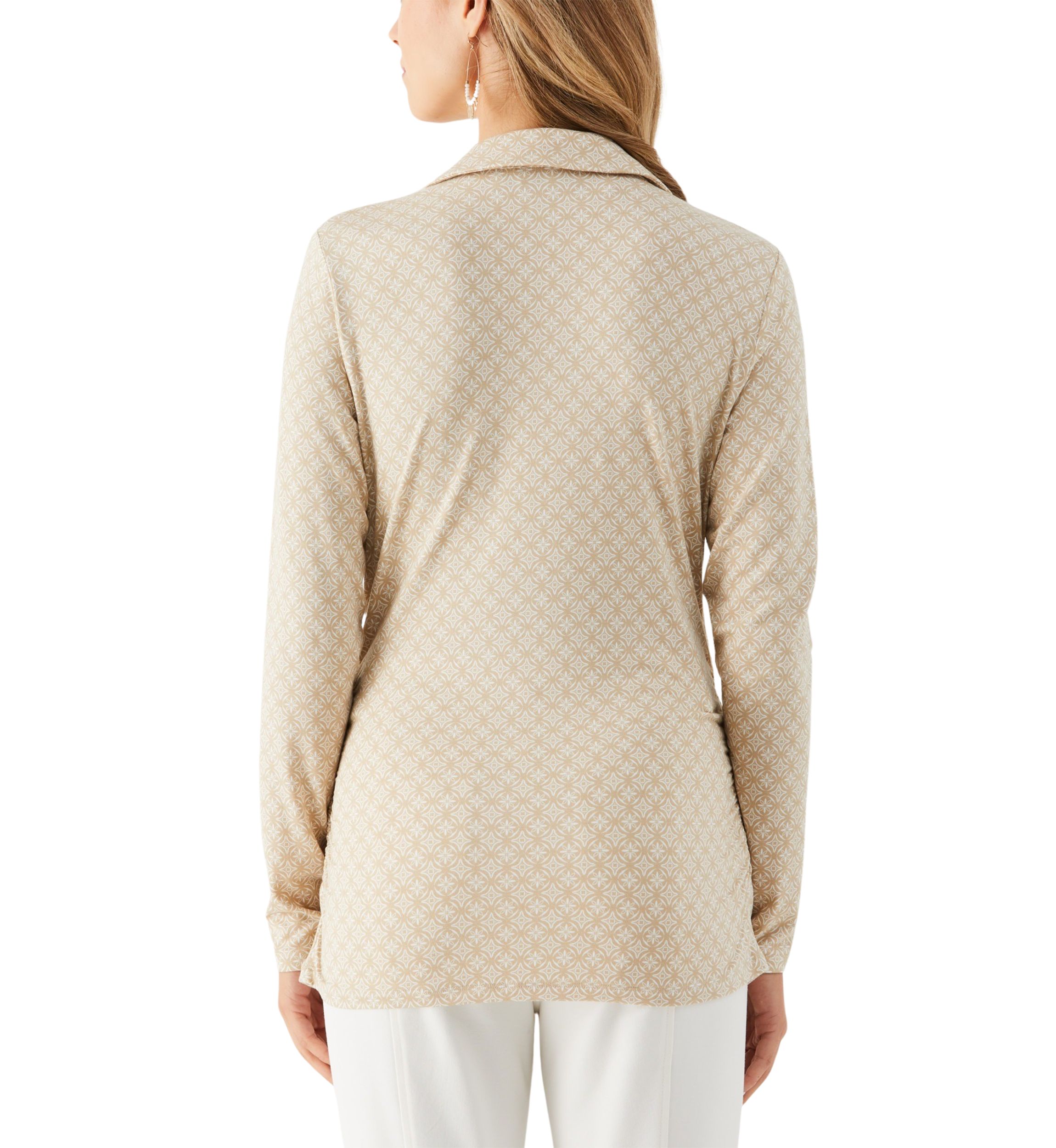 Womens Long Sleeve Tile Print Knit Top 