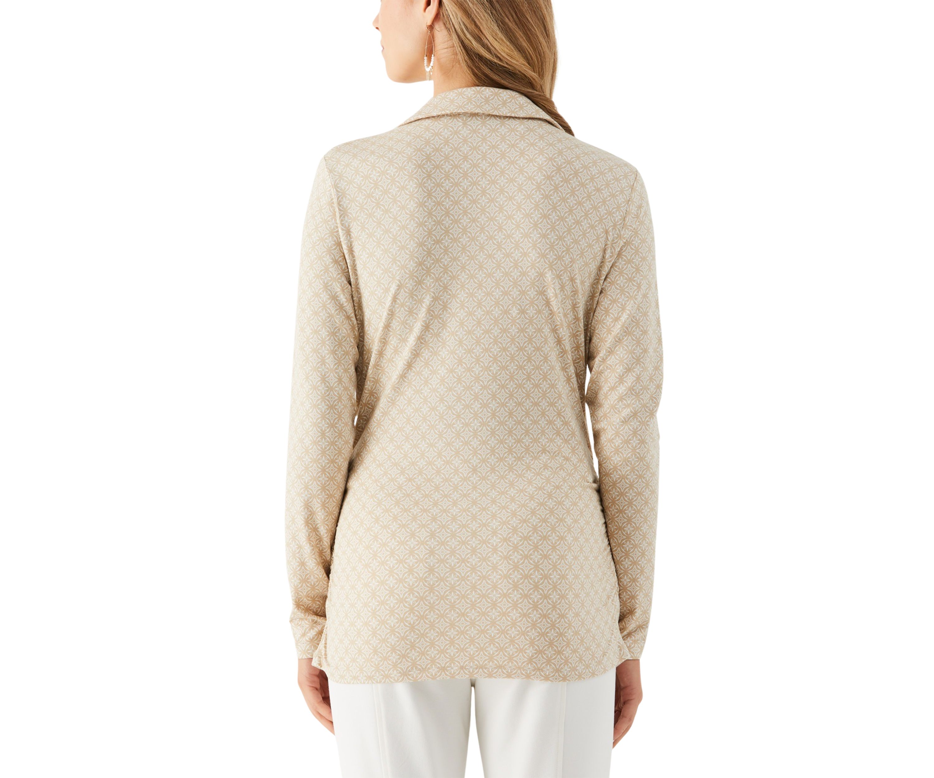 Womens Long Sleeve Tile Print Knit Top 