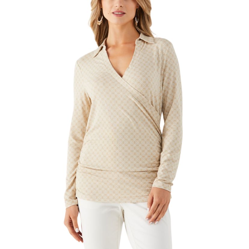 Womens Long Sleeve Tile Print Knit Top 