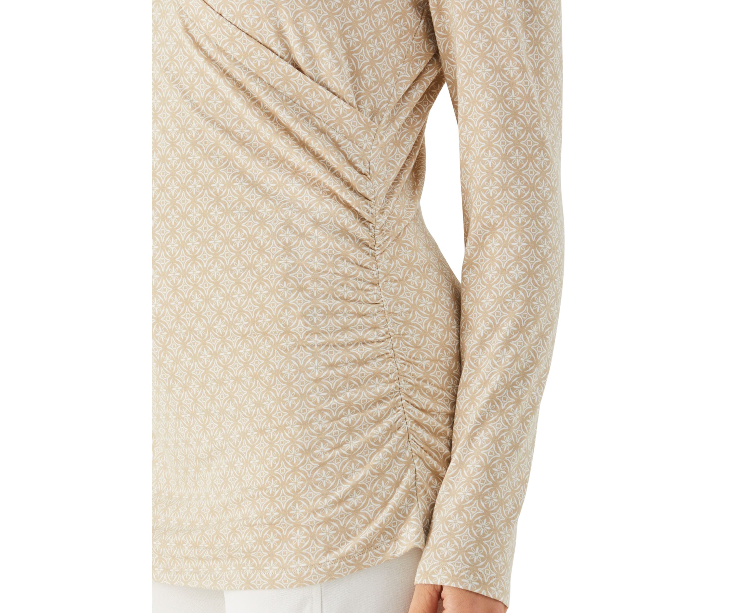 Womens Long Sleeve Tile Print Knit Top 
