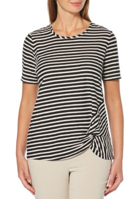 Ruby Rd Must Haves Palm Stripe Side Ruched Top | belk