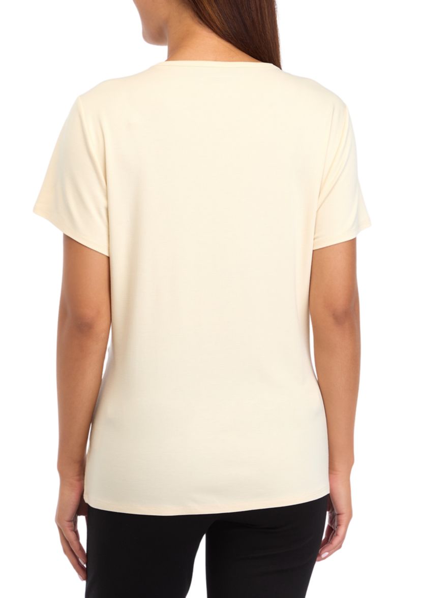 Womens Asymmetrical Wrap Short Sleeve Top