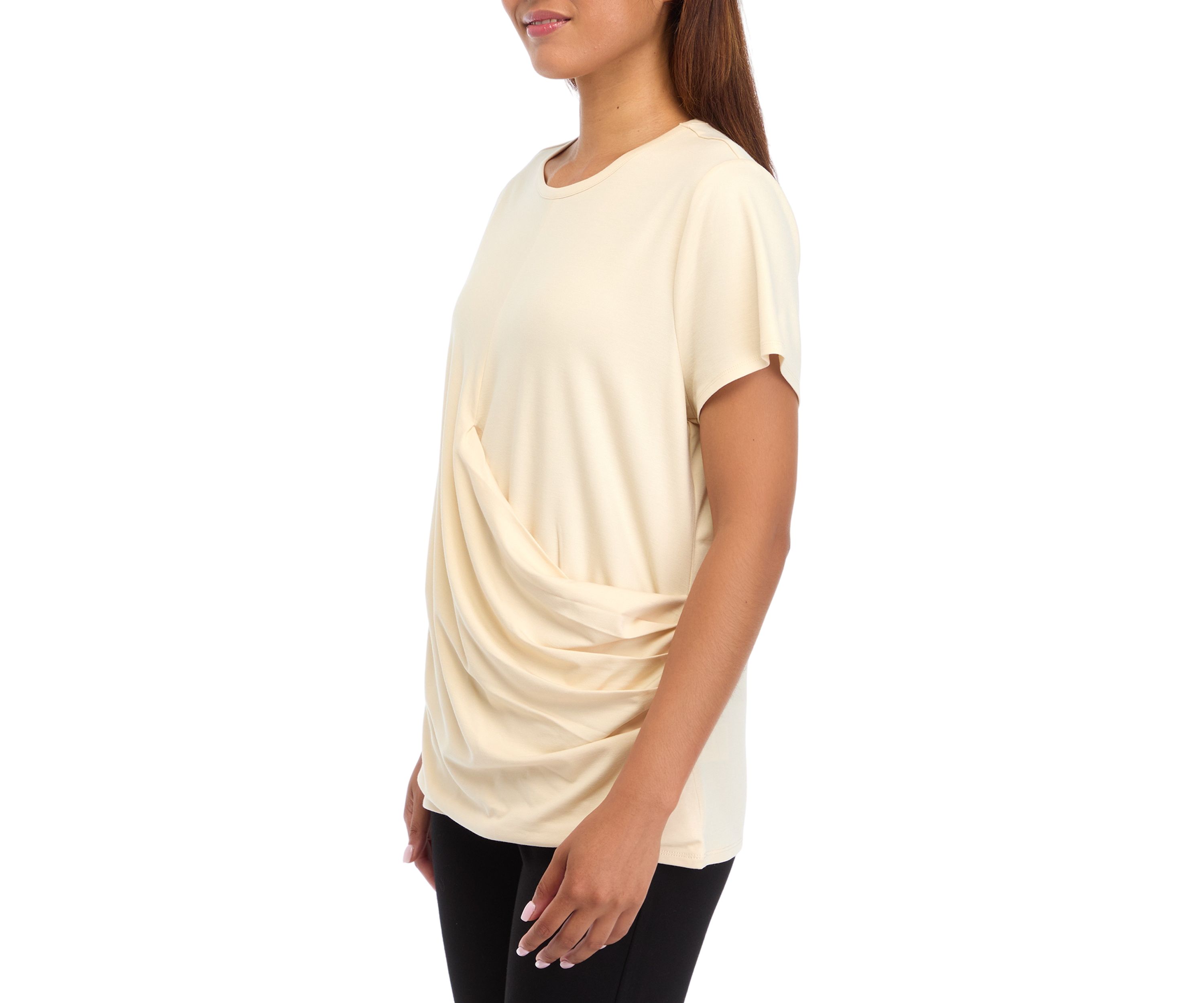 Womens Asymmetrical Wrap Short Sleeve Top