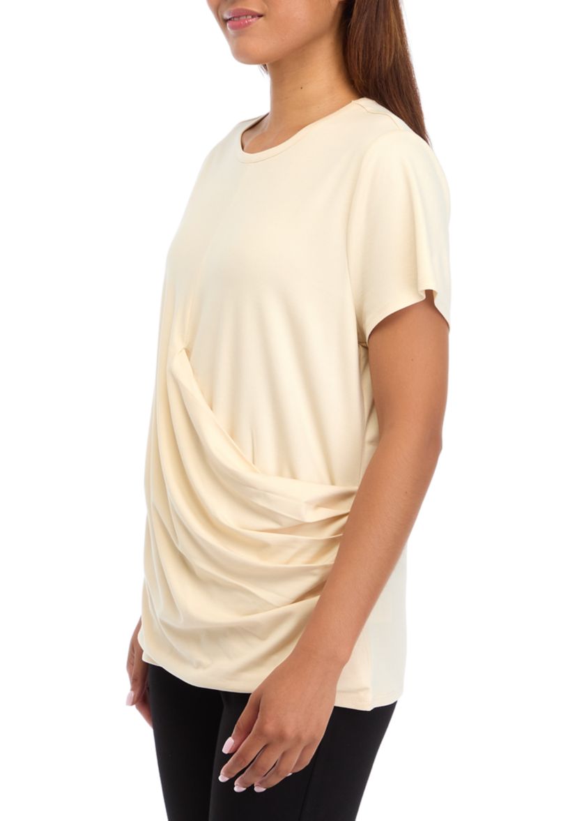 Womens Asymmetrical Wrap Short Sleeve Top